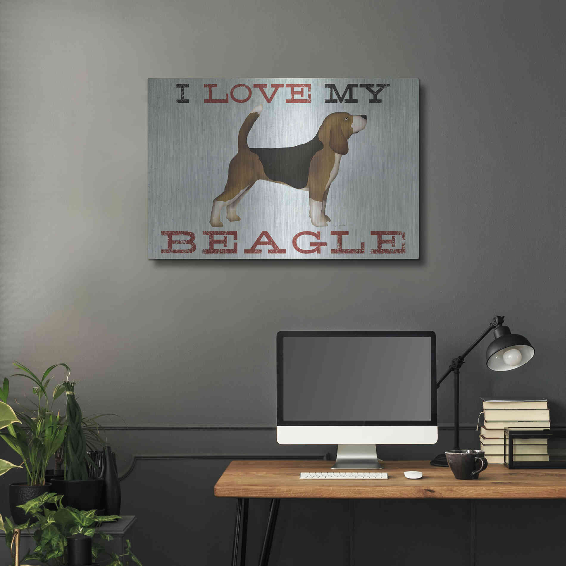 Luxe Metal Art 'Beagle Canoe - I Love My Beagle II' by Ryan Fowler, Metal Wall Art,36x24