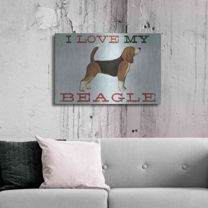 Luxe Metal Art 'Beagle Canoe - I Love My Beagle II' by Ryan Fowler, Metal Wall Art,36x24
