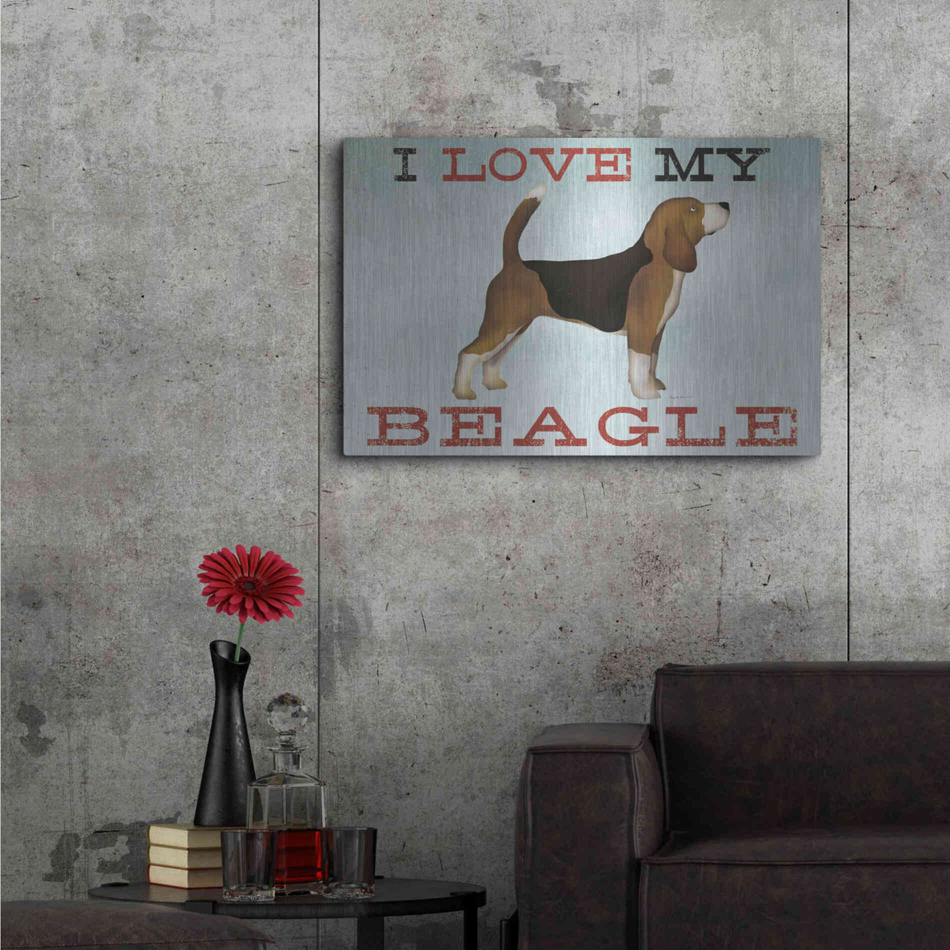 Luxe Metal Art 'Beagle Canoe - I Love My Beagle II' by Ryan Fowler, Metal Wall Art,36x24