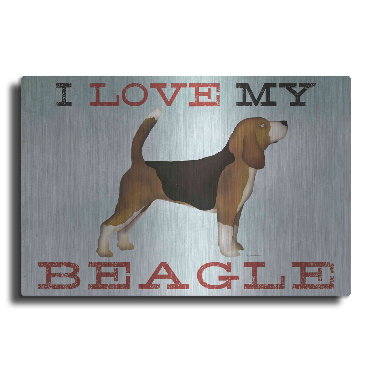 Luxe Metal Art 'Beagle Canoe - I Love My Beagle II' by Ryan Fowler, Metal Wall Art