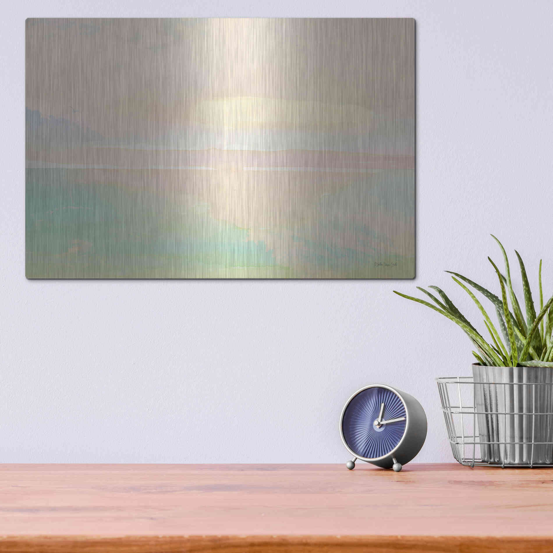 Luxe Metal Art 'Peaceful Shore 2' by Stellar Design Studio, Metal Wall Art,16x12
