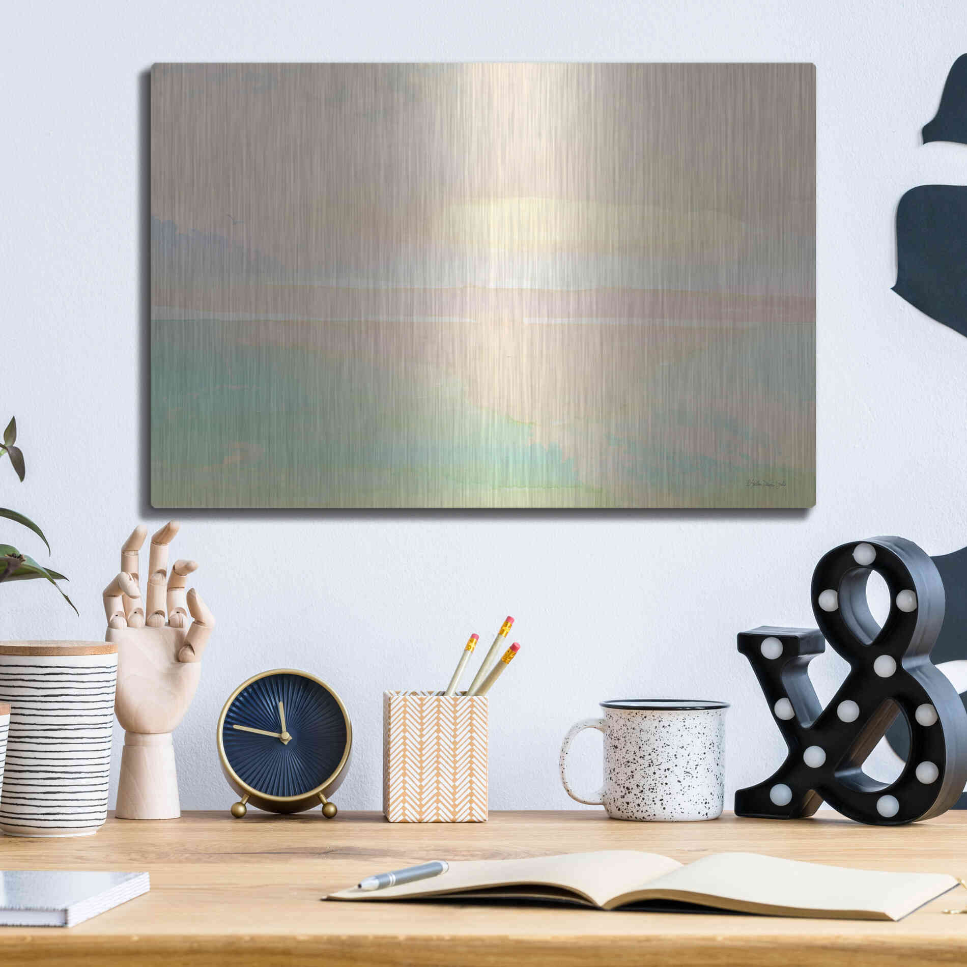 Luxe Metal Art 'Peaceful Shore 2' by Stellar Design Studio, Metal Wall Art,16x12