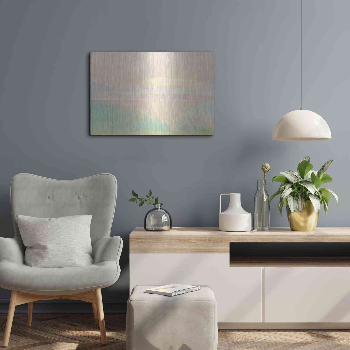 Luxe Metal Art 'Peaceful Shore 2' by Stellar Design Studio, Metal Wall Art,24x16