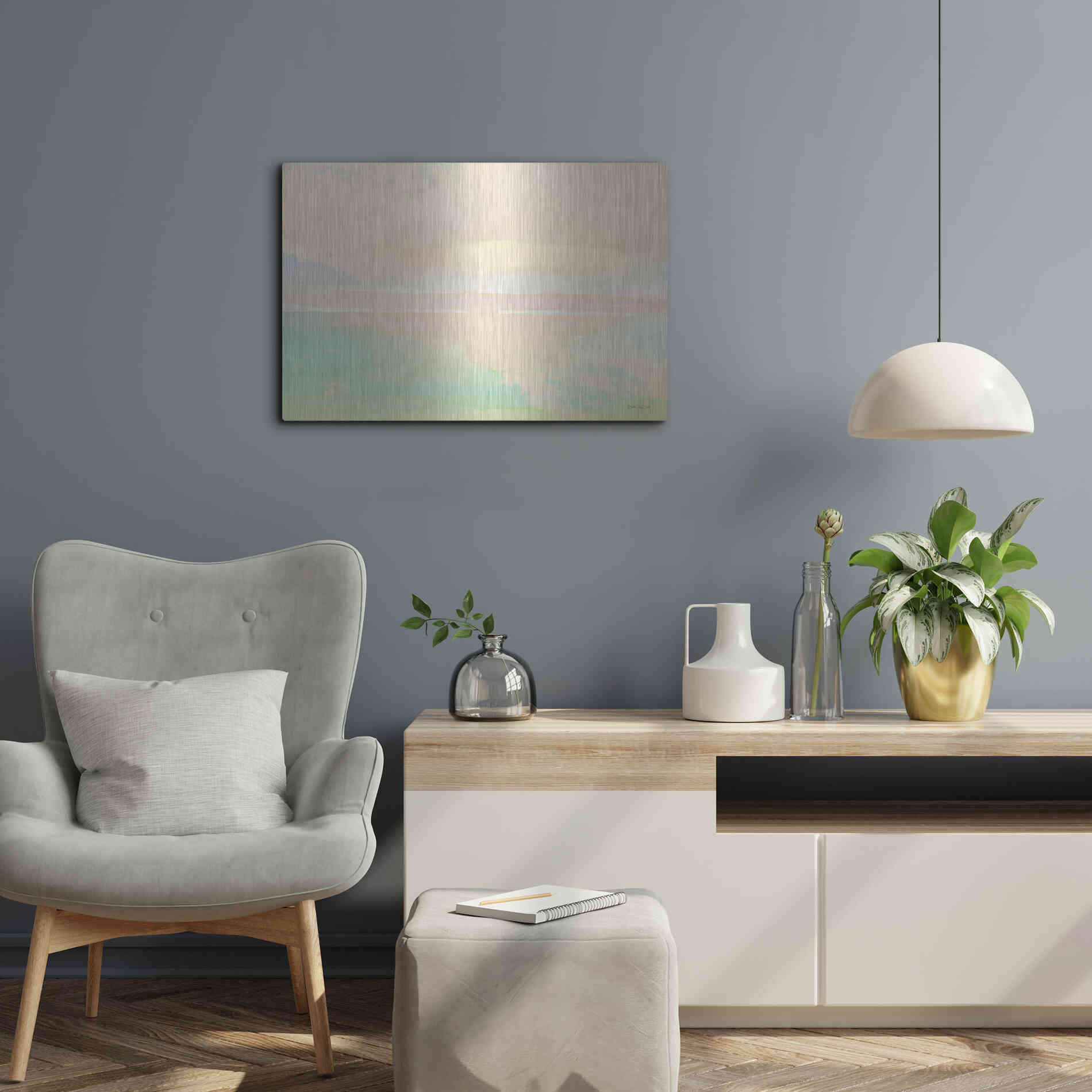 Luxe Metal Art 'Peaceful Shore 2' by Stellar Design Studio, Metal Wall Art,24x16