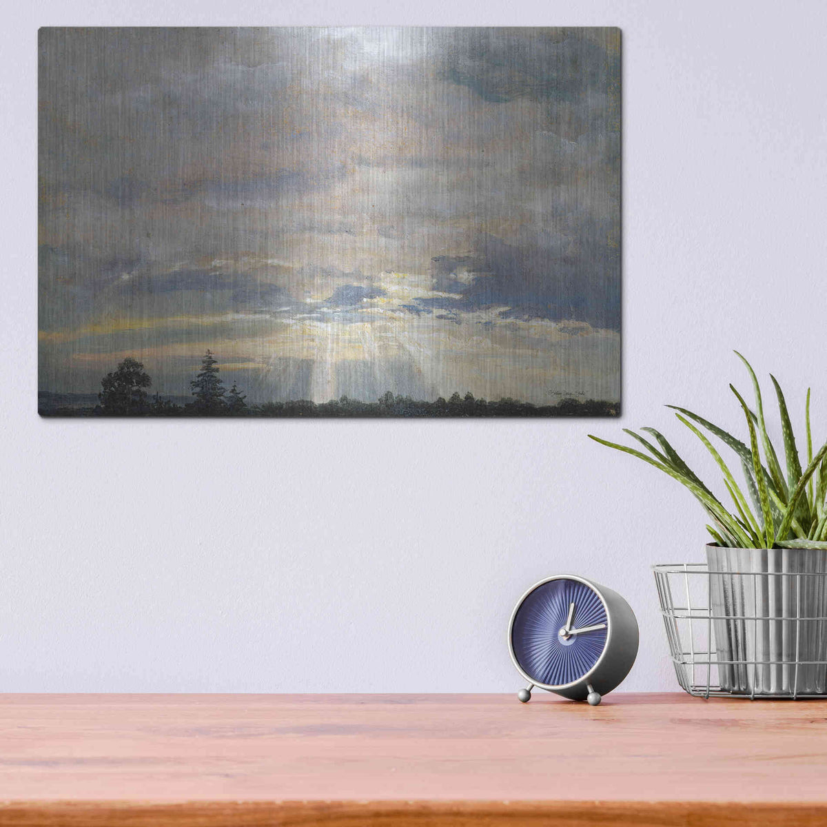 Luxe Metal Art 'Cloud Study with Sunbeams' by Stellar Design Studio, Metal Wall Art,16x12