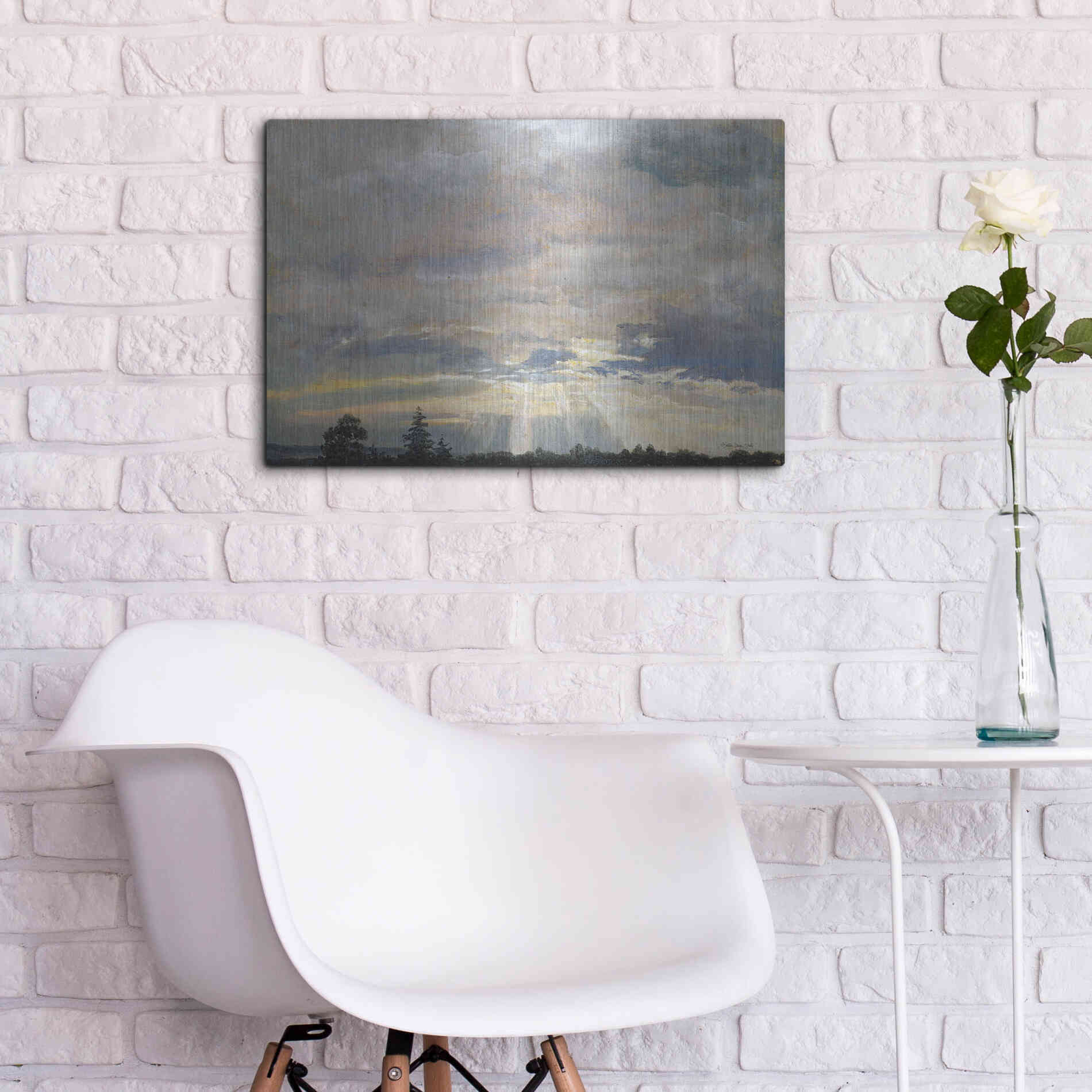Luxe Metal Art 'Cloud Study with Sunbeams' by Stellar Design Studio, Metal Wall Art,24x16