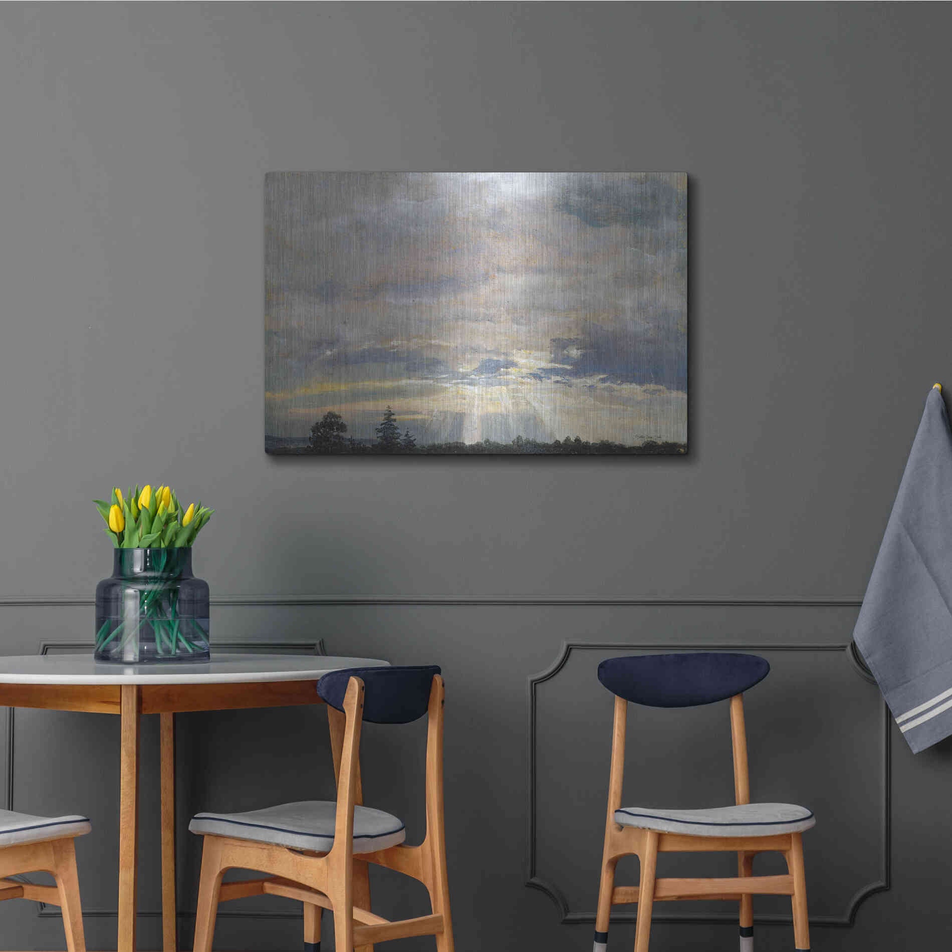 Luxe Metal Art 'Cloud Study with Sunbeams' by Stellar Design Studio, Metal Wall Art,36x24