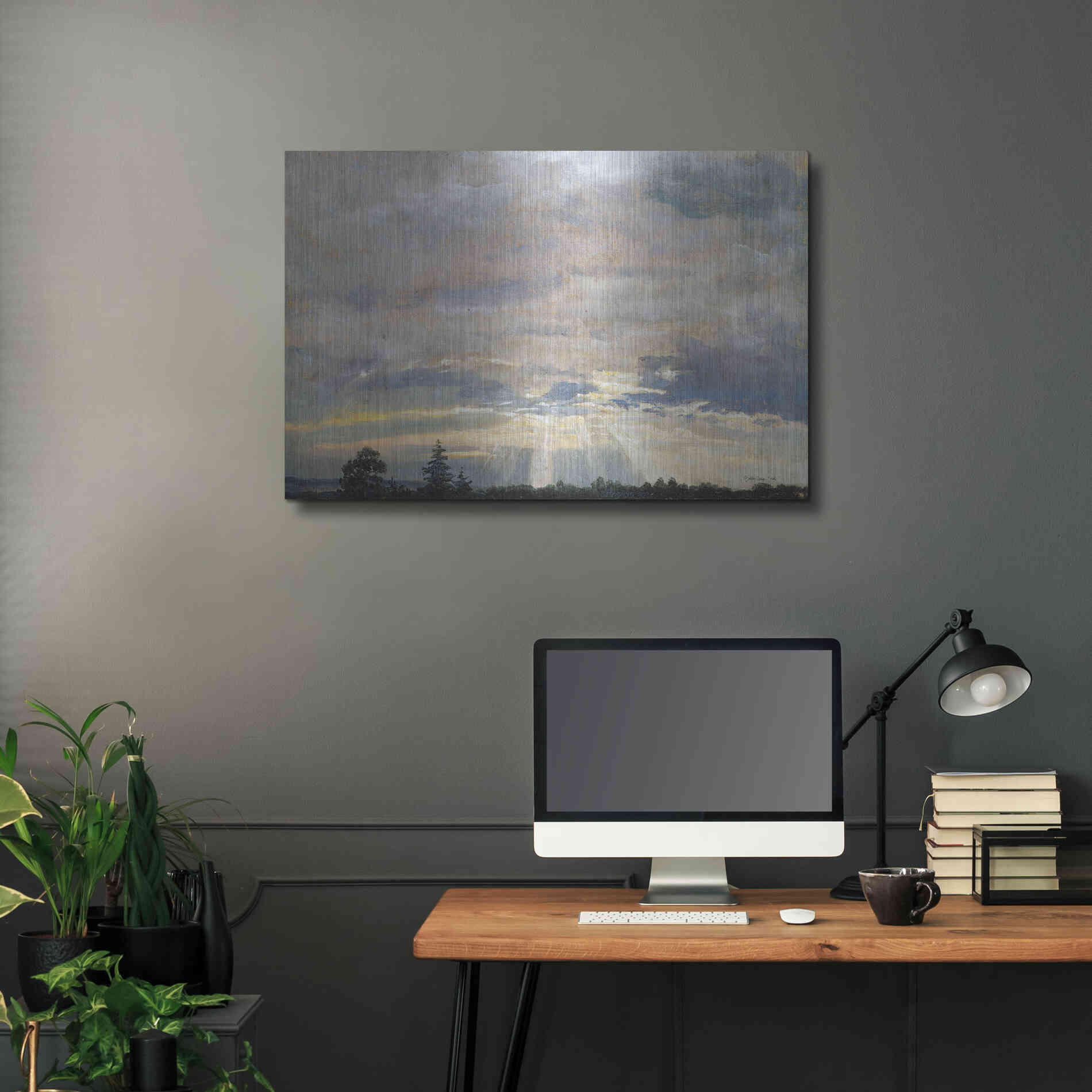 Luxe Metal Art 'Cloud Study with Sunbeams' by Stellar Design Studio, Metal Wall Art,36x24
