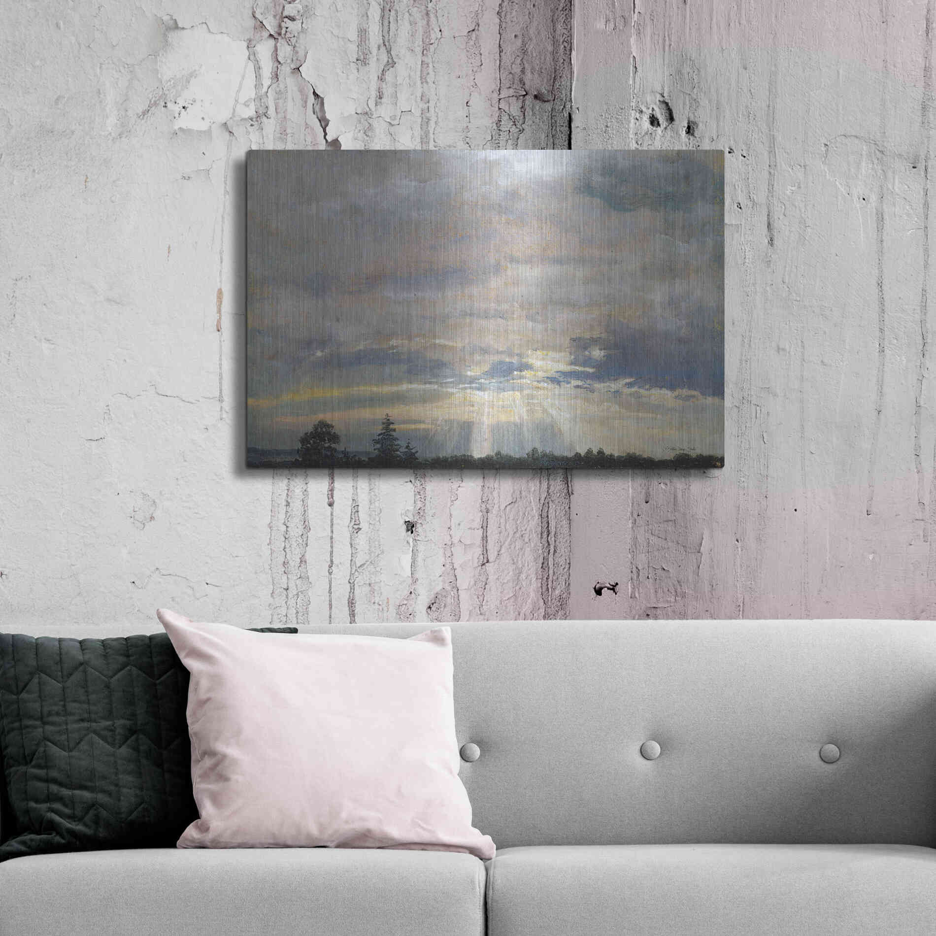 Luxe Metal Art 'Cloud Study with Sunbeams' by Stellar Design Studio, Metal Wall Art,36x24