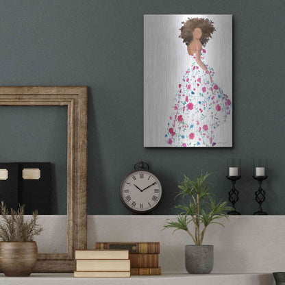 Luxe Metal Art 'Floral Gown 1' by Stellar Design Studio, Metal Wall Art,12x16