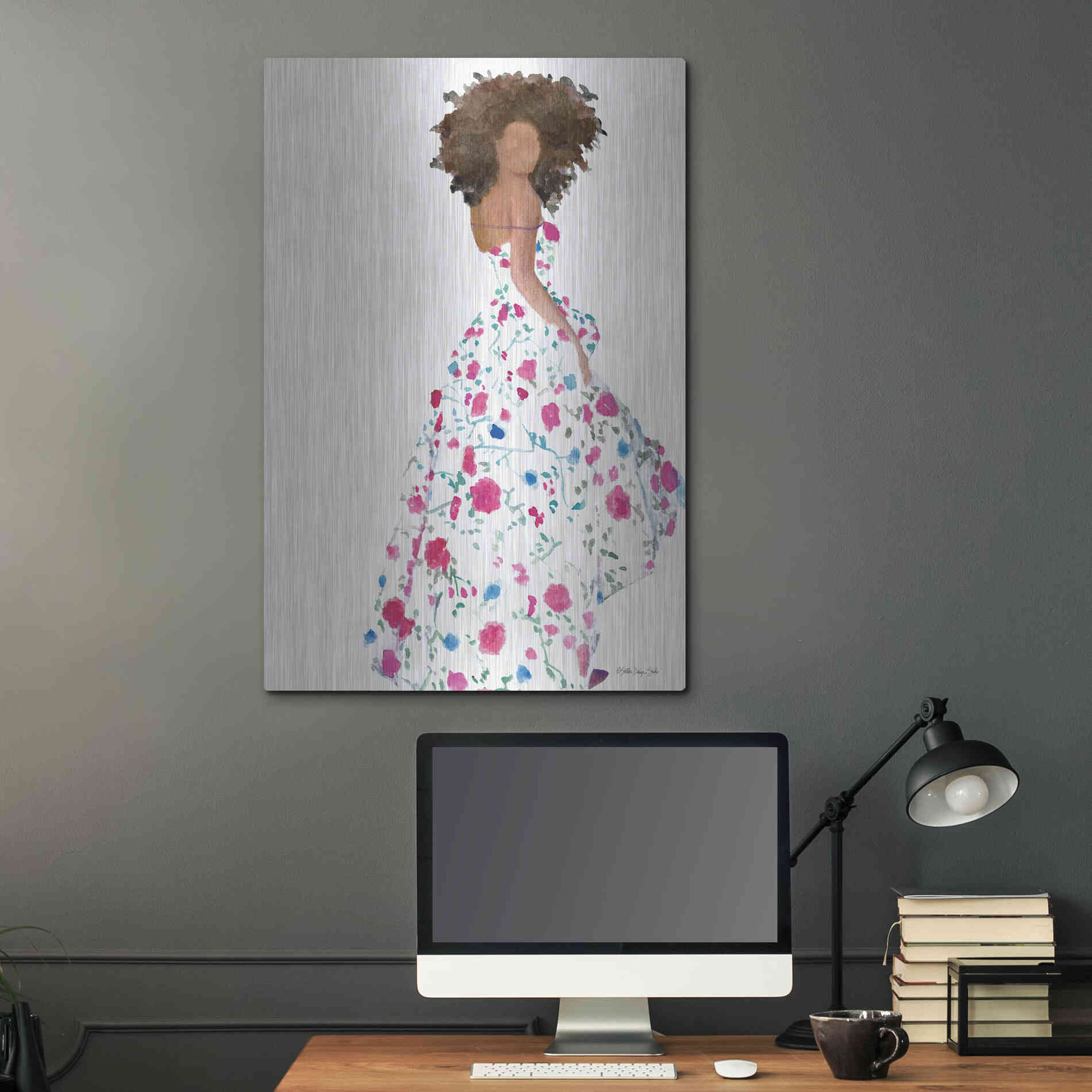 Luxe Metal Art 'Floral Gown 1' by Stellar Design Studio, Metal Wall Art,24x36