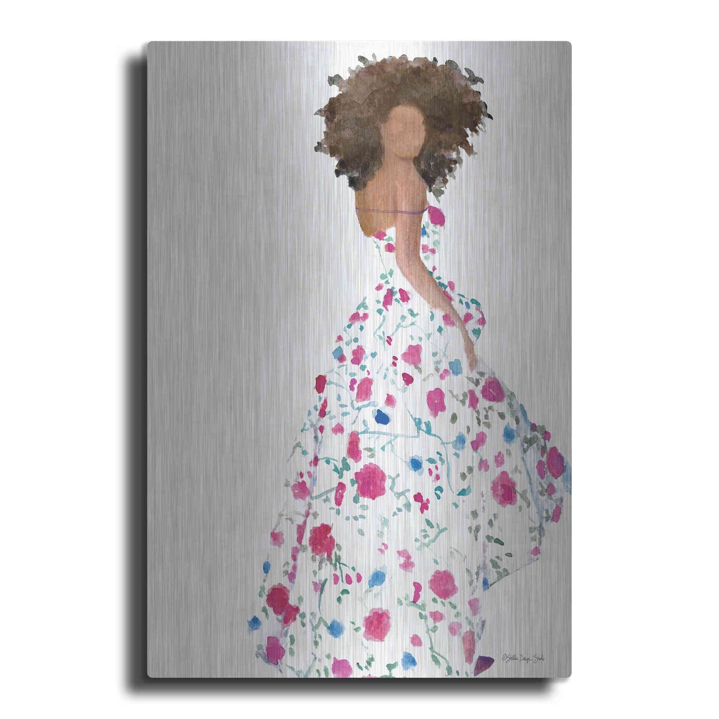 Luxe Metal Art 'Floral Gown 1' by Stellar Design Studio, Metal Wall Art