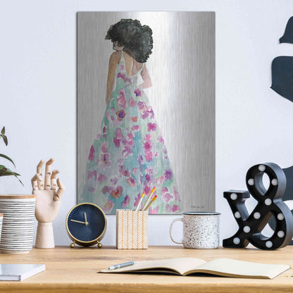 Luxe Metal Art 'Floral Gown 2' by Stellar Design Studio, Metal Wall Art,12x16