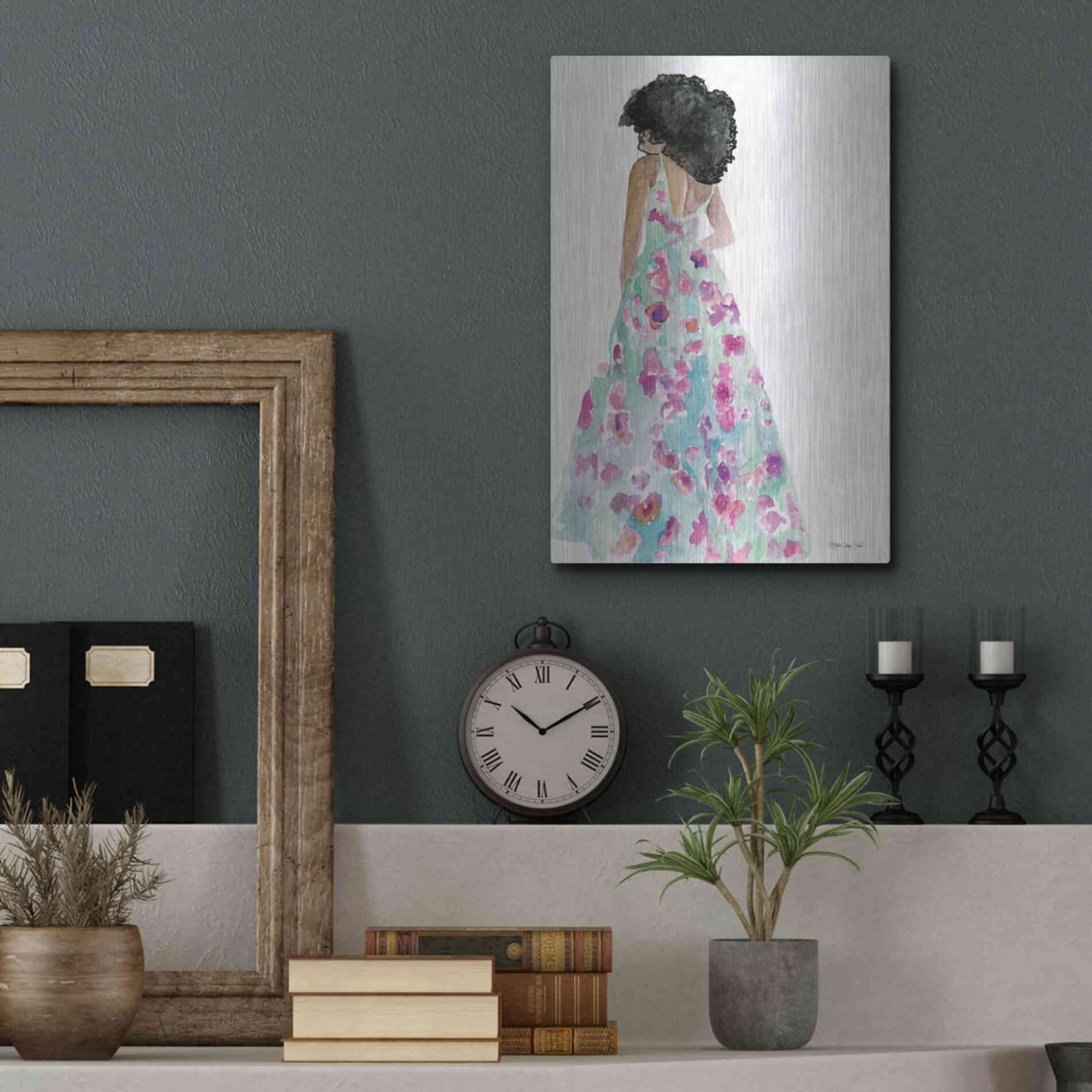 Luxe Metal Art 'Floral Gown 2' by Stellar Design Studio, Metal Wall Art,12x16