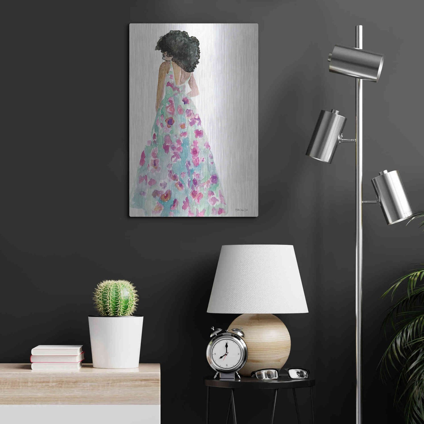 Luxe Metal Art 'Floral Gown 2' by Stellar Design Studio, Metal Wall Art,16x24