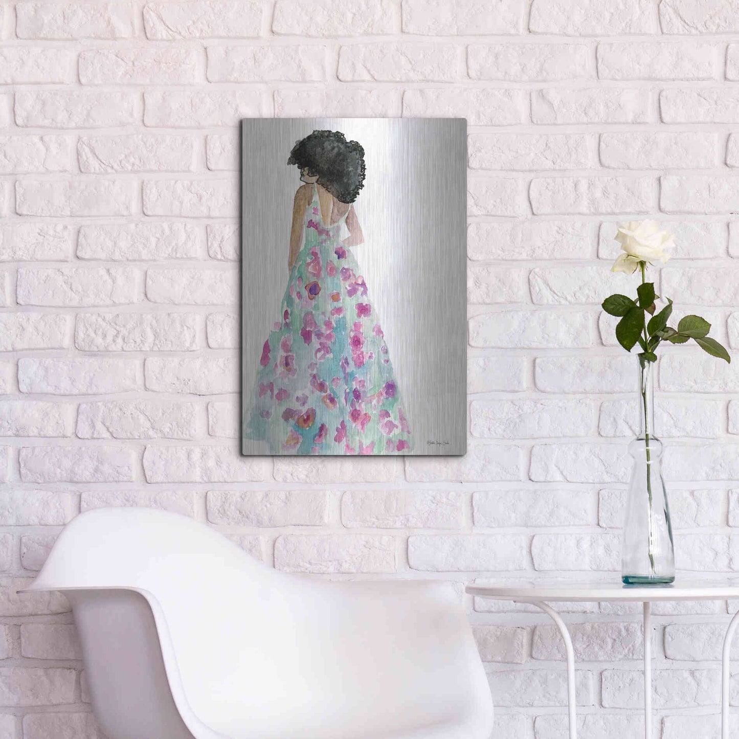 Luxe Metal Art 'Floral Gown 2' by Stellar Design Studio, Metal Wall Art,16x24