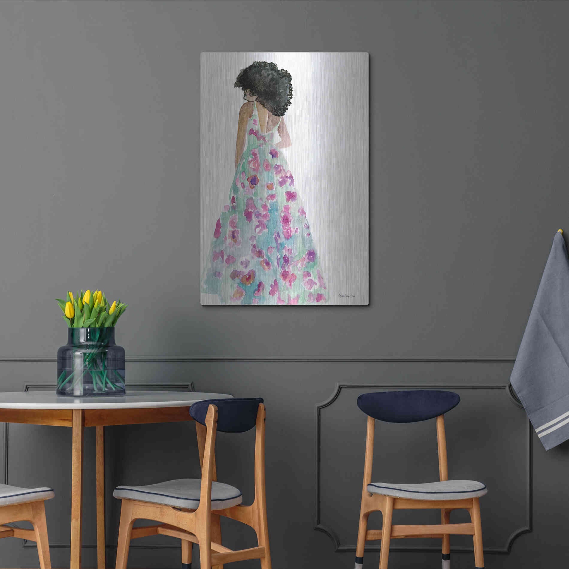 Luxe Metal Art 'Floral Gown 2' by Stellar Design Studio, Metal Wall Art,24x36