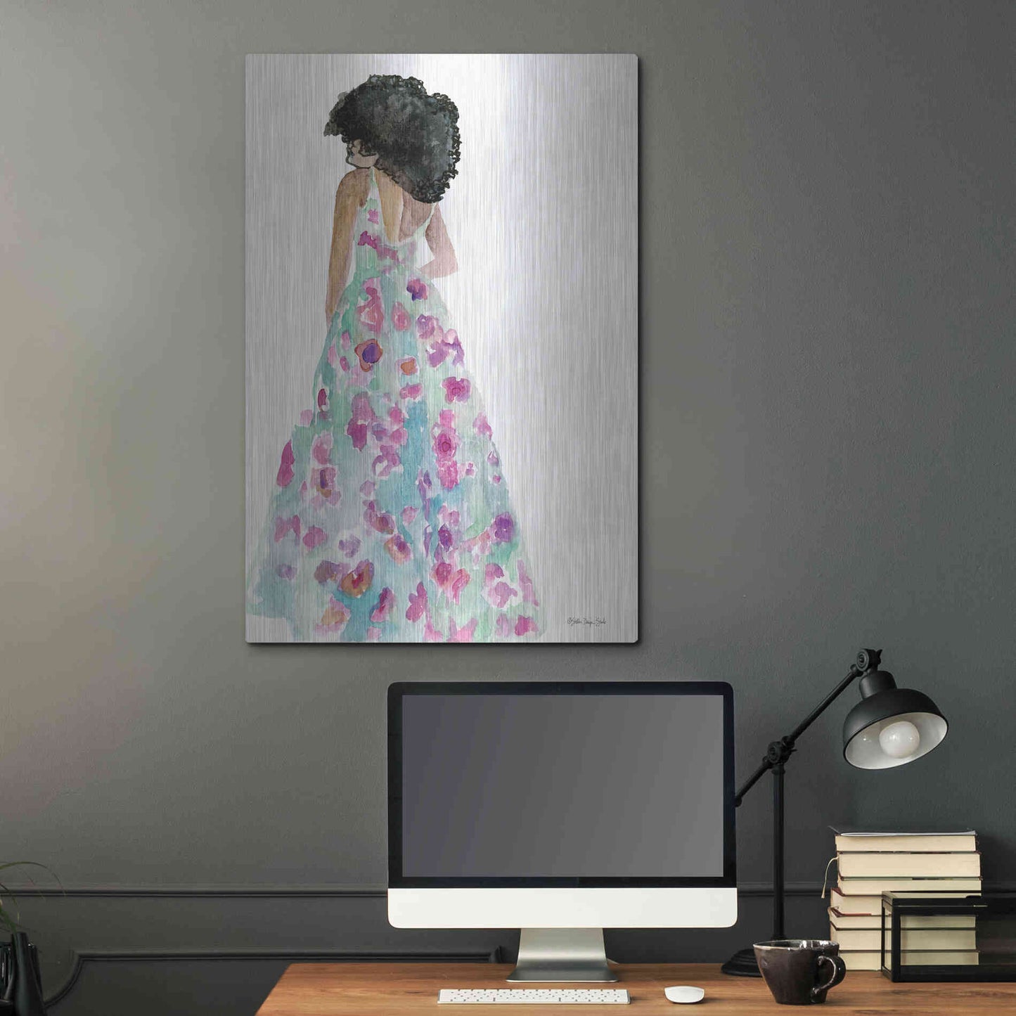 Luxe Metal Art 'Floral Gown 2' by Stellar Design Studio, Metal Wall Art,24x36