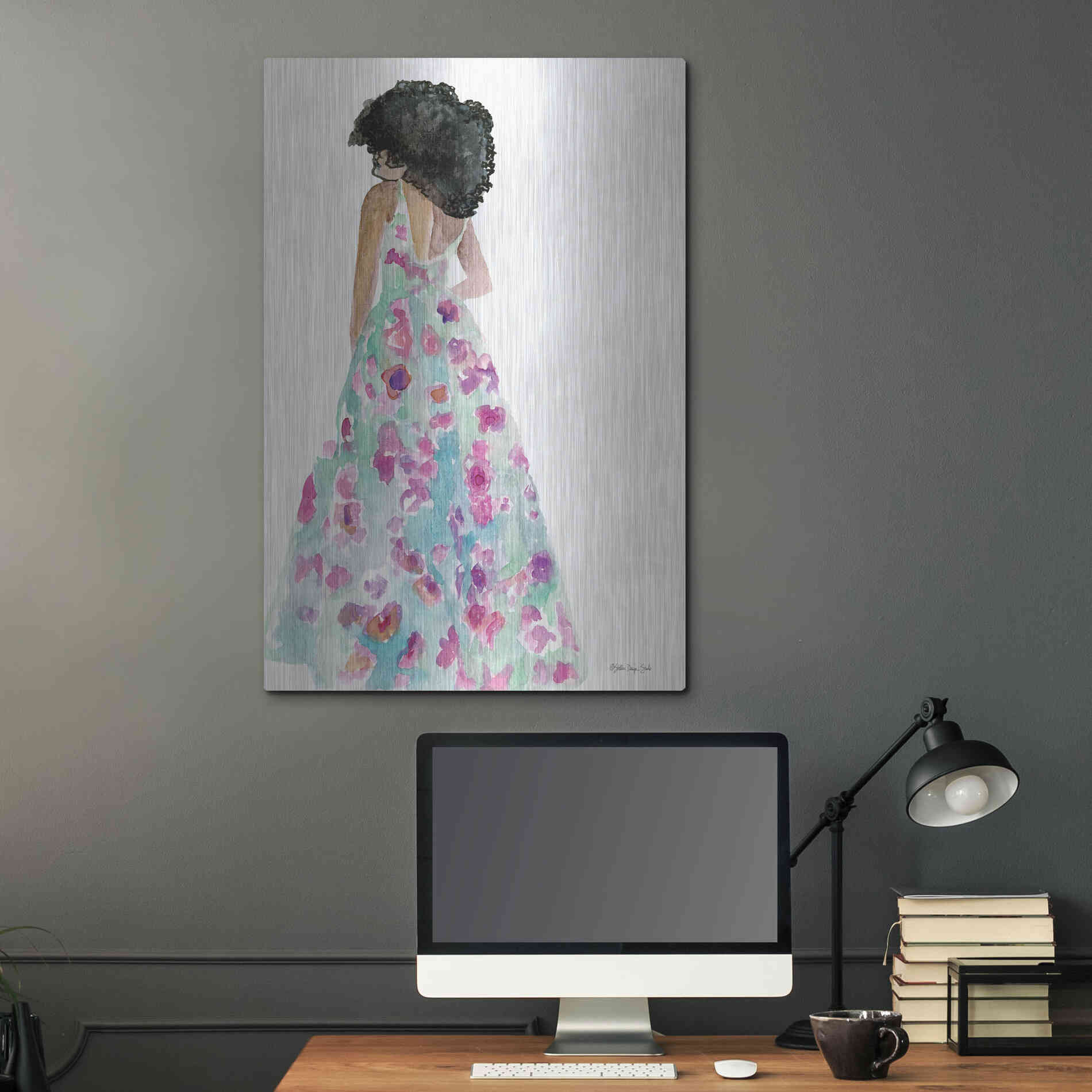 Luxe Metal Art 'Floral Gown 2' by Stellar Design Studio, Metal Wall Art,24x36