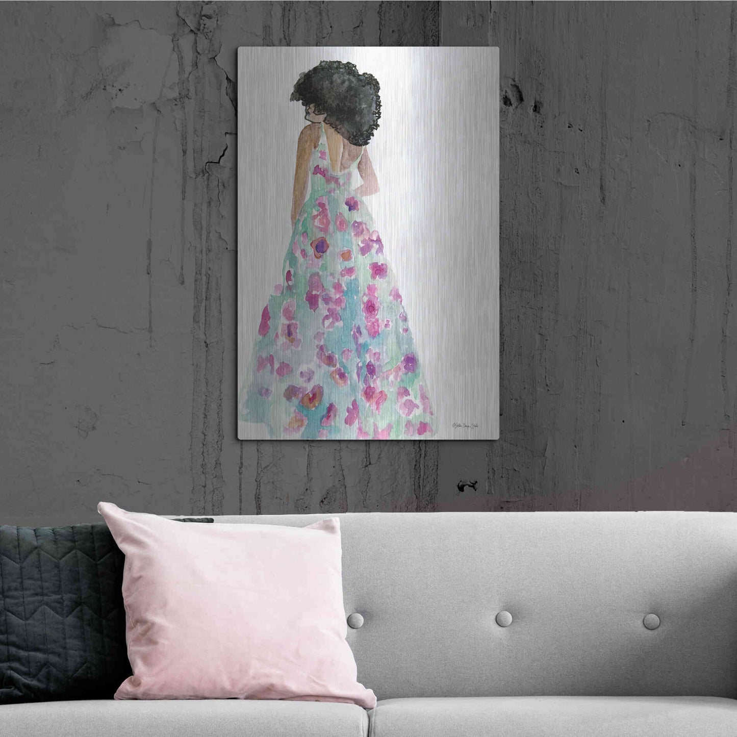 Luxe Metal Art 'Floral Gown 2' by Stellar Design Studio, Metal Wall Art,24x36