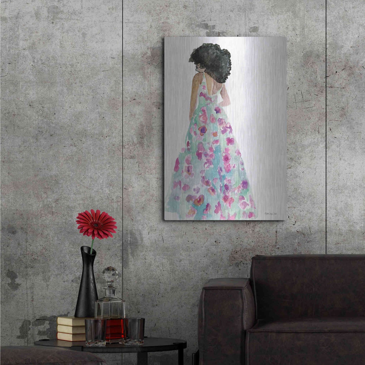 Luxe Metal Art 'Floral Gown 2' by Stellar Design Studio, Metal Wall Art,24x36