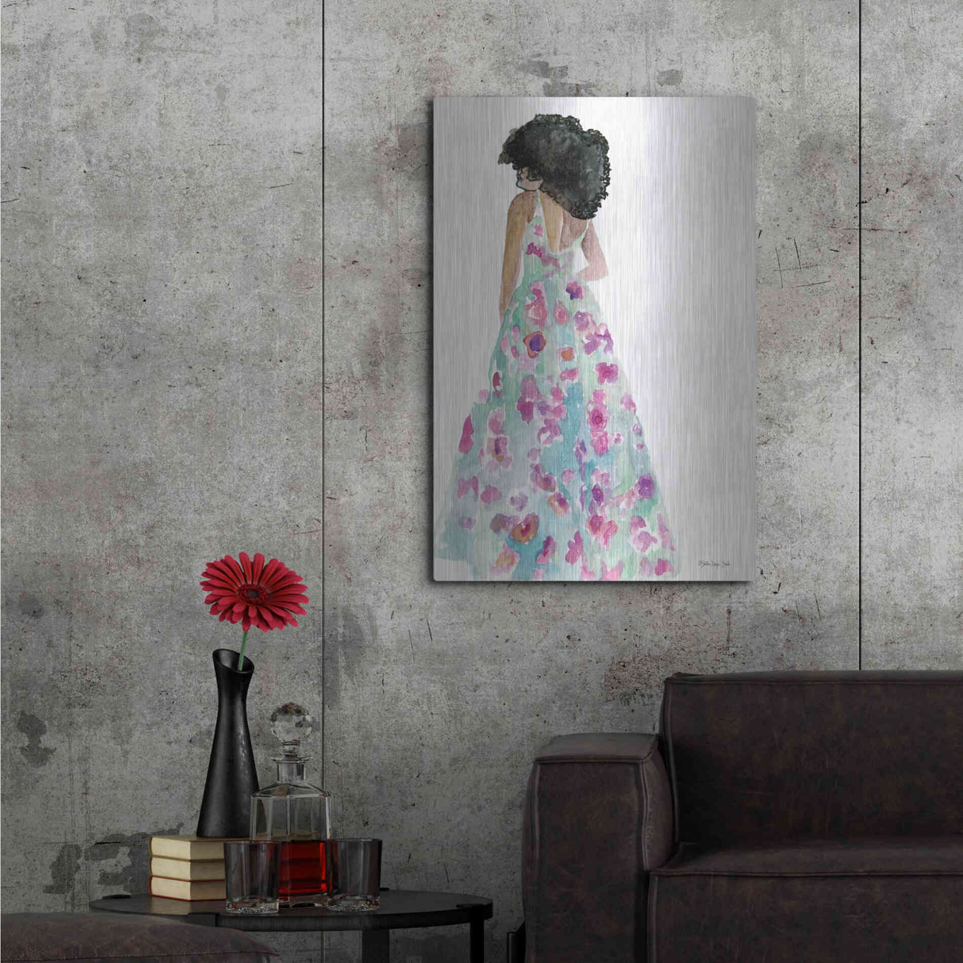 Luxe Metal Art 'Floral Gown 2' by Stellar Design Studio, Metal Wall Art,24x36
