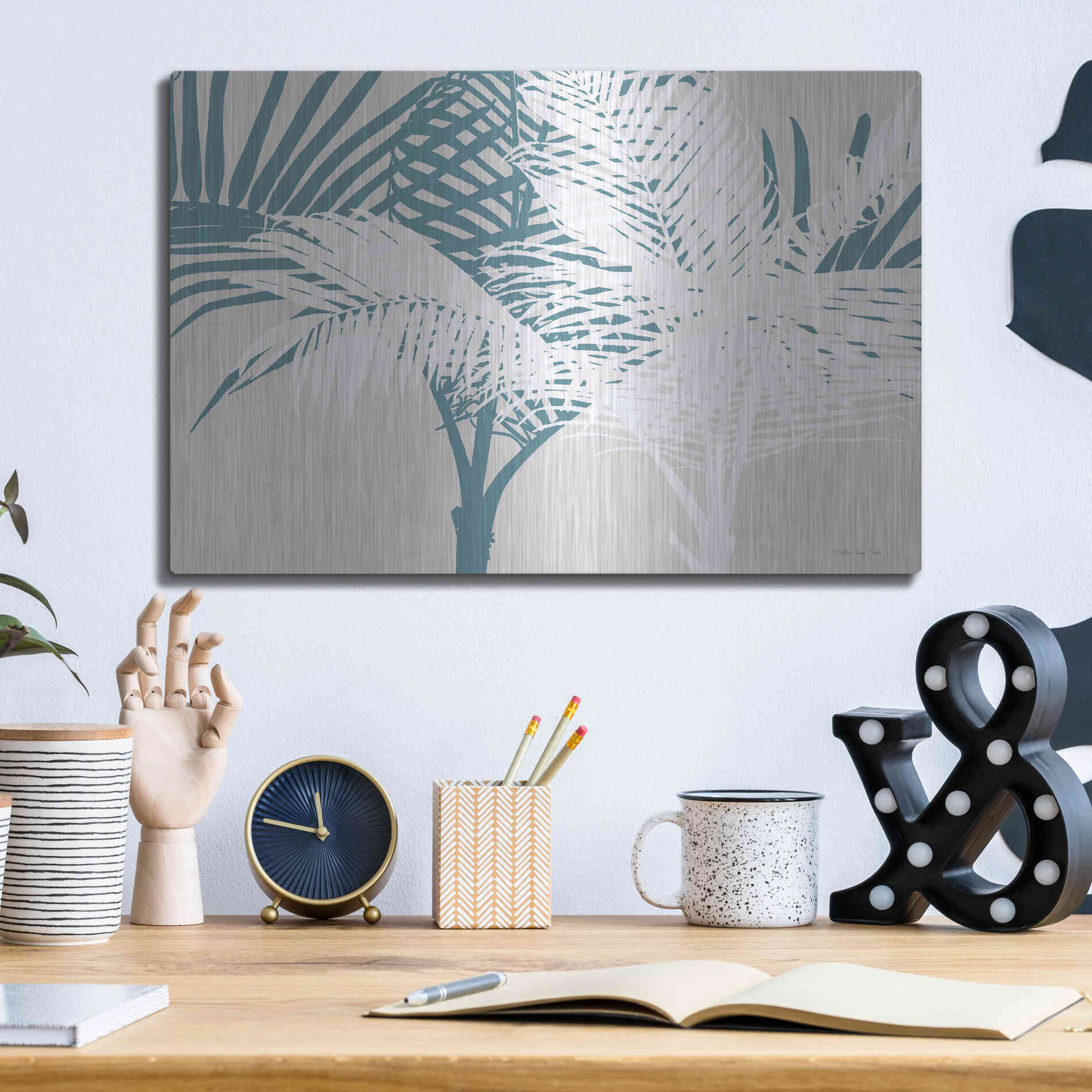 Luxe Metal Art 'Transitioning Palm Pattern' by Stellar Design Studio, Metal Wall Art,16x12