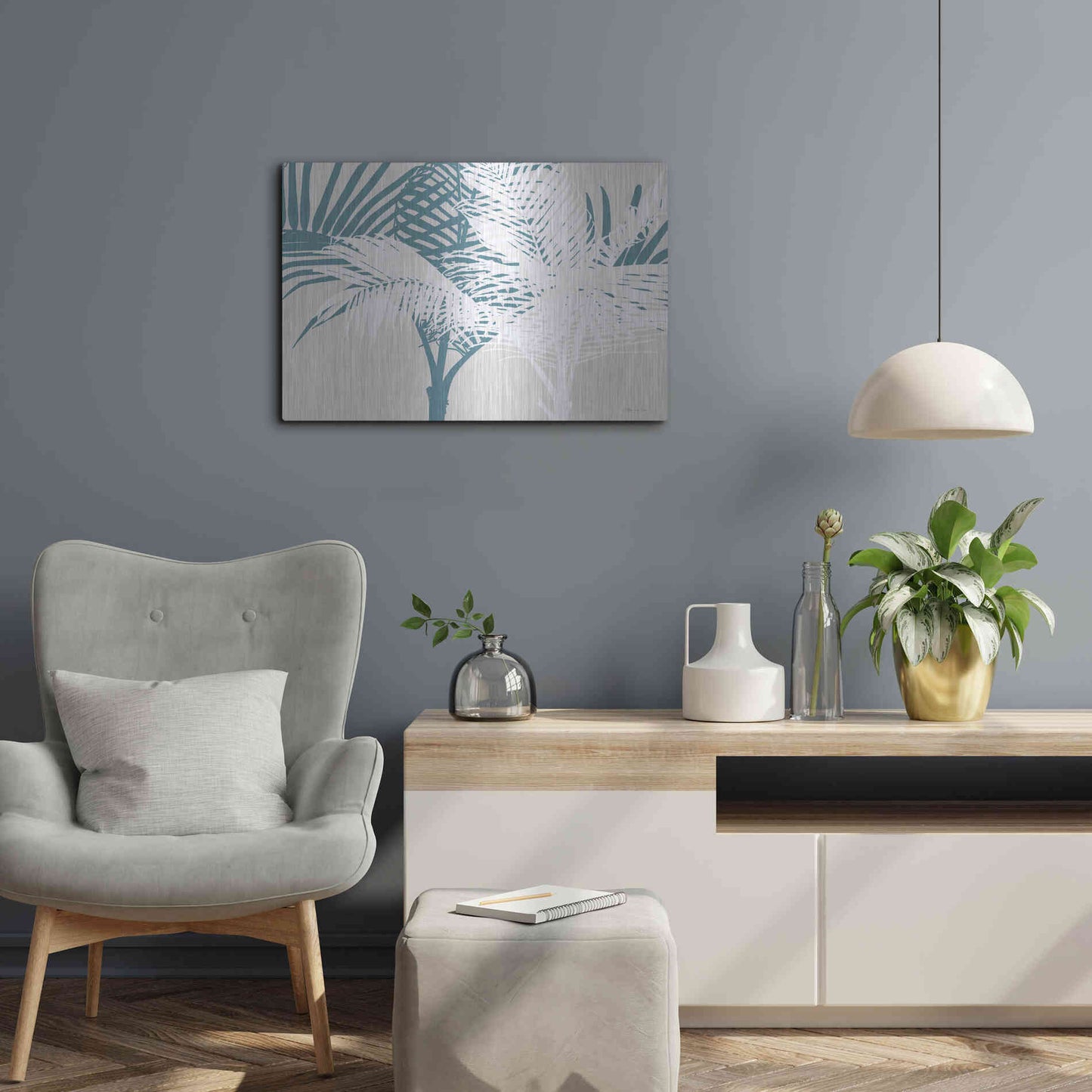 Luxe Metal Art 'Transitioning Palm Pattern' by Stellar Design Studio, Metal Wall Art,24x16