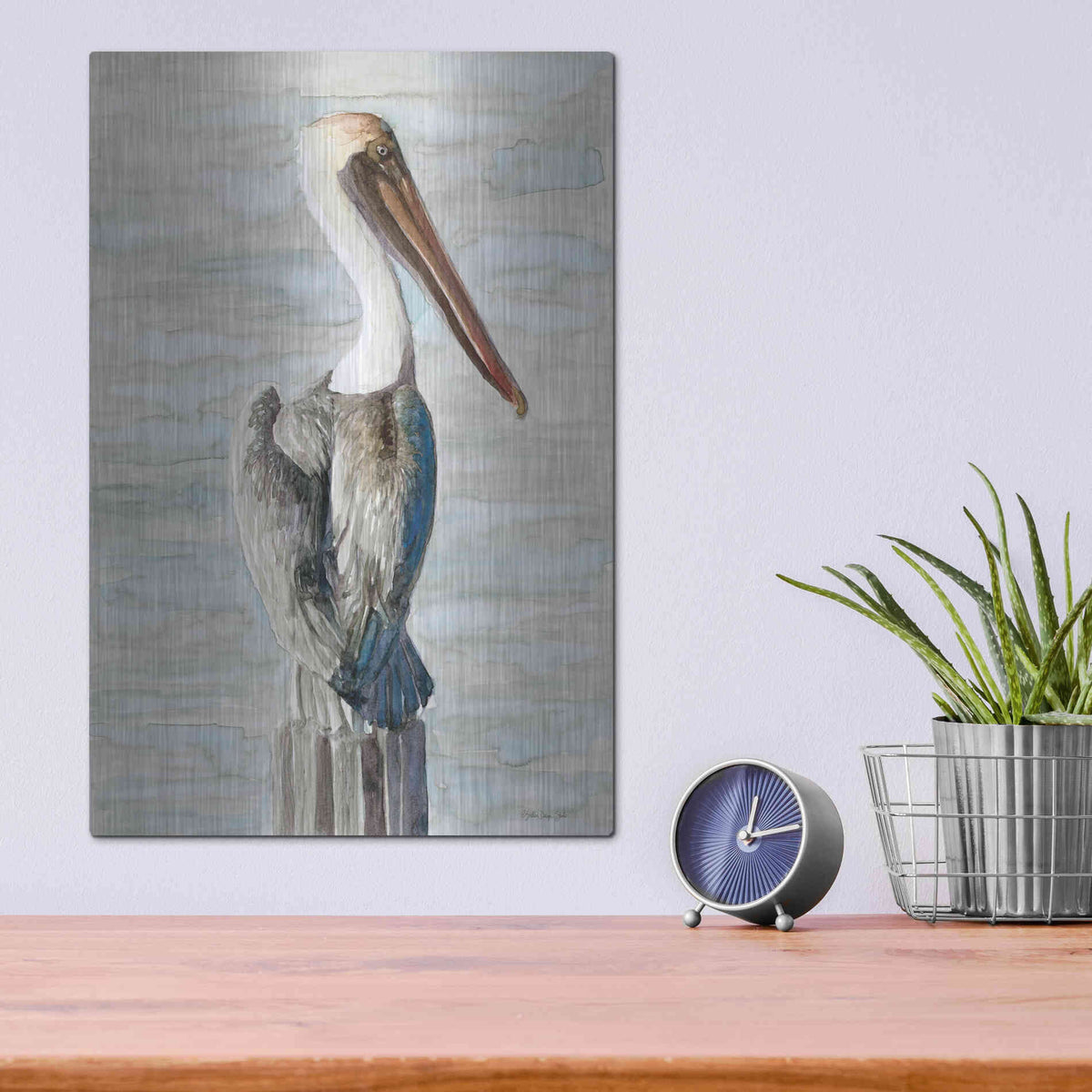 Luxe Metal Art 'Brown Pelican 1' by Stellar Design Studio, Metal Wall Art,12x16