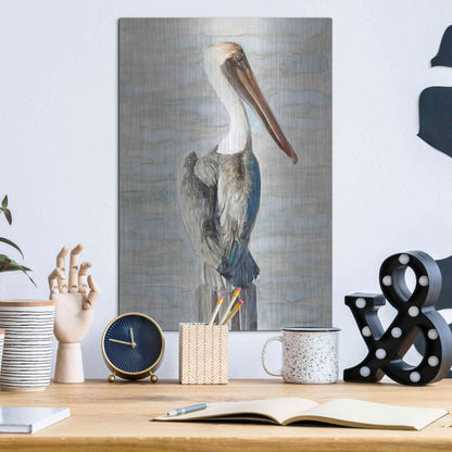 Luxe Metal Art 'Brown Pelican 1' by Stellar Design Studio, Metal Wall Art,12x16