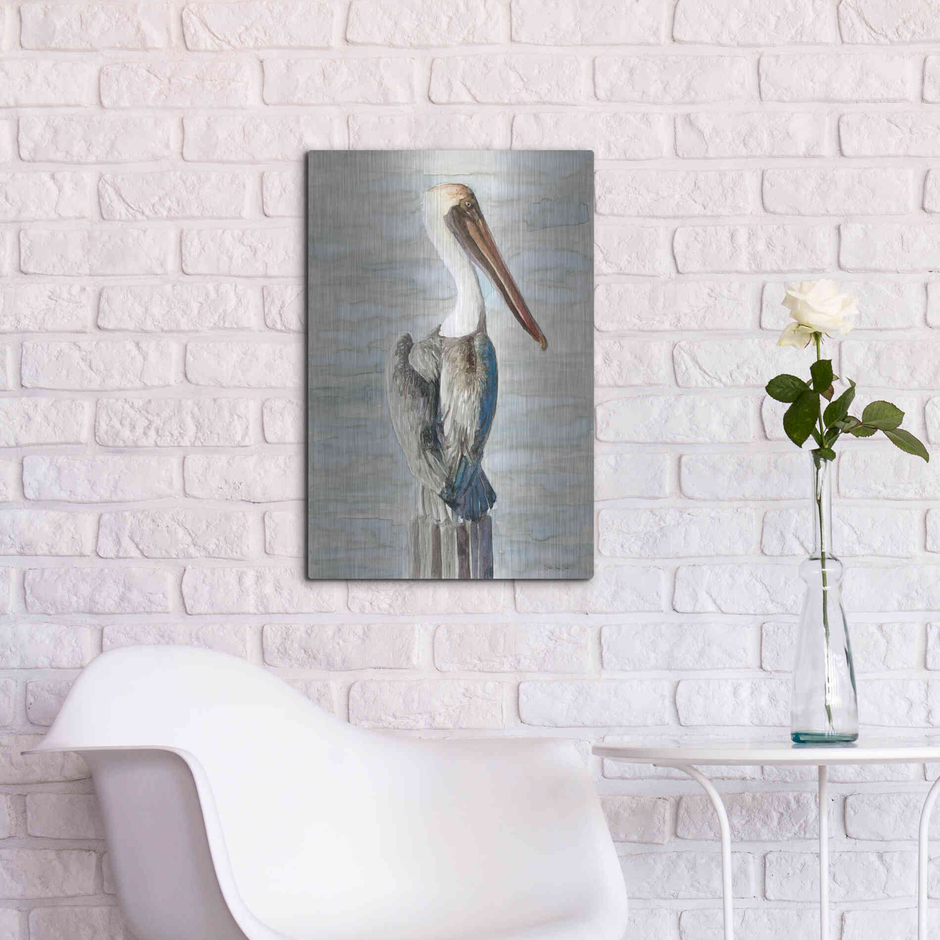 Luxe Metal Art 'Brown Pelican 1' by Stellar Design Studio, Metal Wall Art,16x24