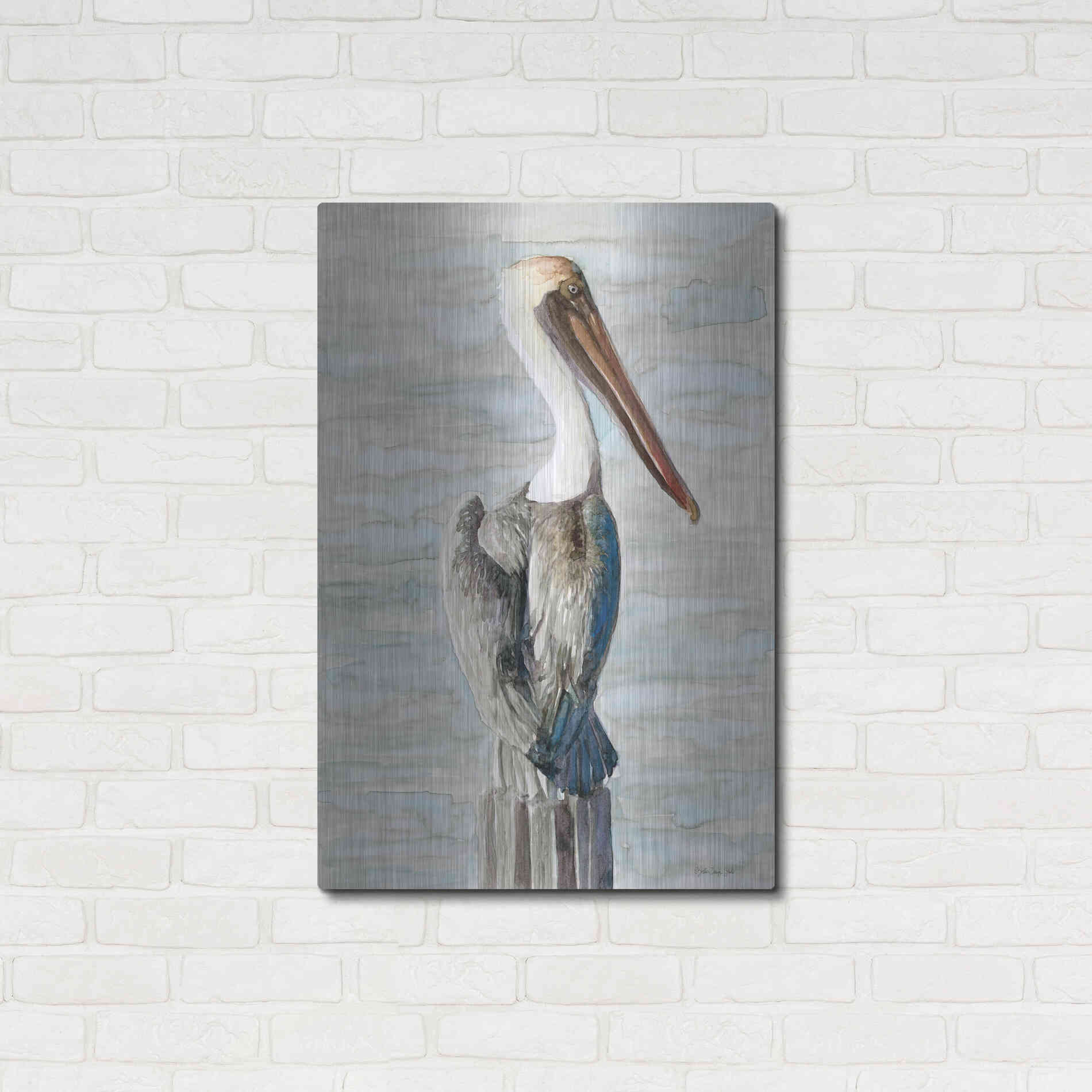 Luxe Metal Art 'Brown Pelican 1' by Stellar Design Studio, Metal Wall Art,24x36
