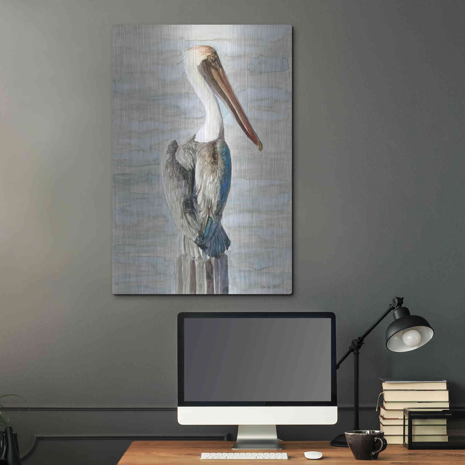 Luxe Metal Art 'Brown Pelican 1' by Stellar Design Studio, Metal Wall Art,24x36