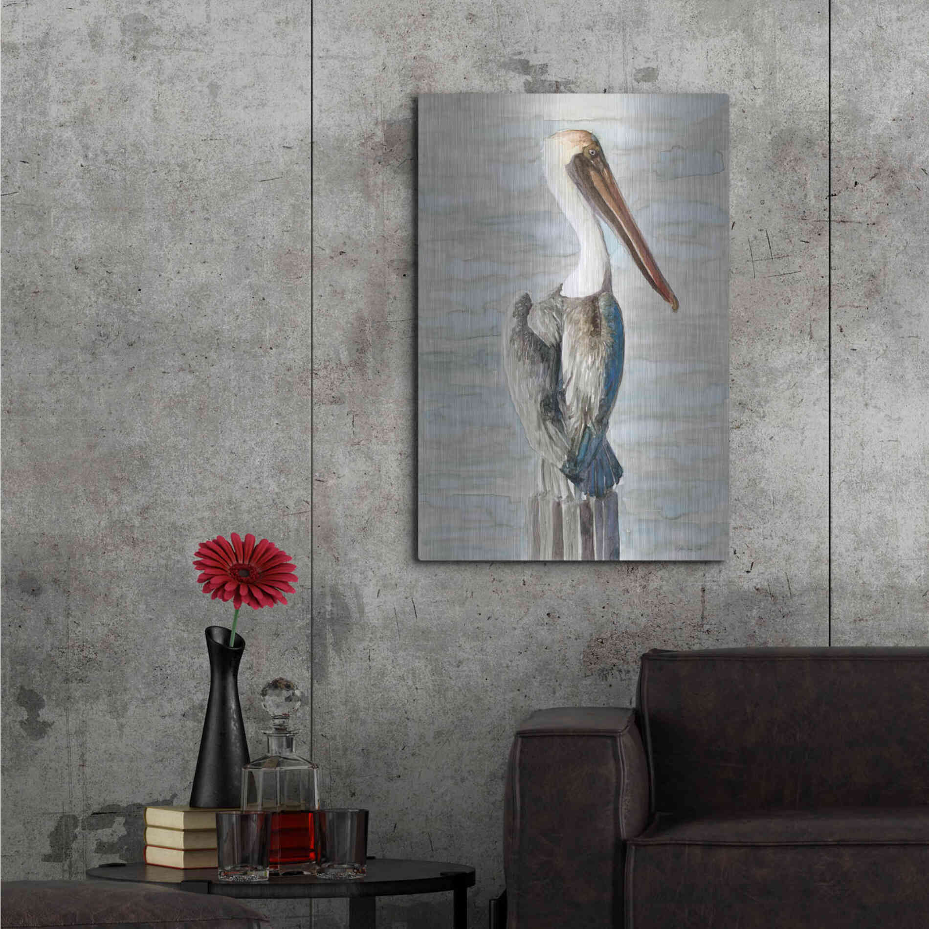 Luxe Metal Art 'Brown Pelican 1' by Stellar Design Studio, Metal Wall Art,24x36