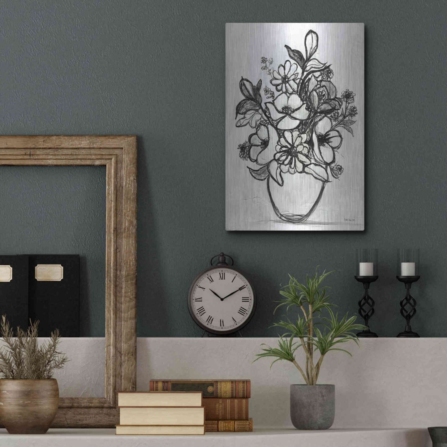 Luxe Metal Art 'Arrangement in Ink' by Stellar Design Studio, Metal Wall Art,12x16