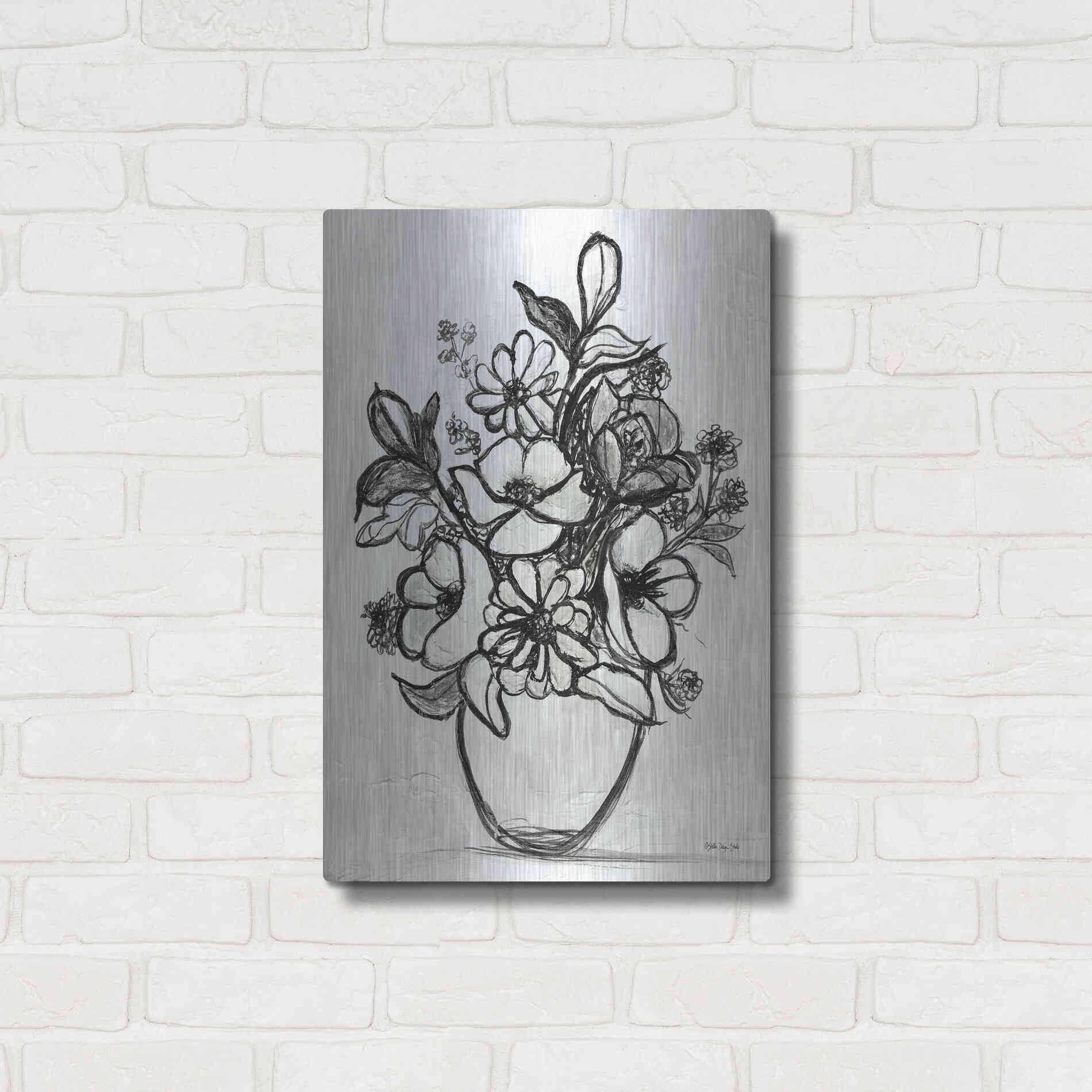 Luxe Metal Art 'Arrangement in Ink' by Stellar Design Studio, Metal Wall Art,16x24