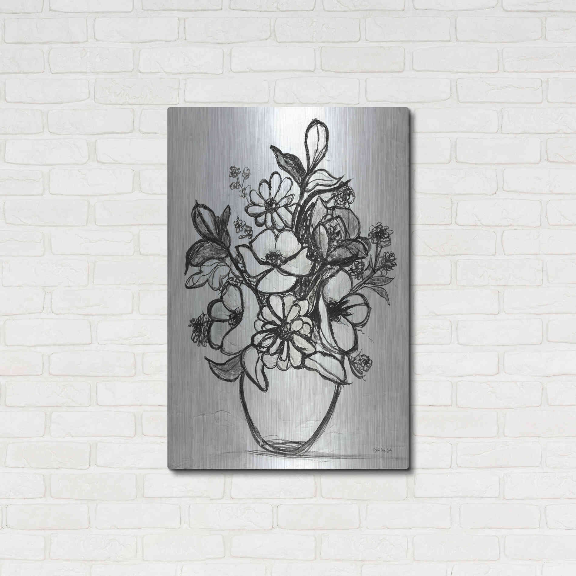 Luxe Metal Art 'Arrangement in Ink' by Stellar Design Studio, Metal Wall Art,24x36