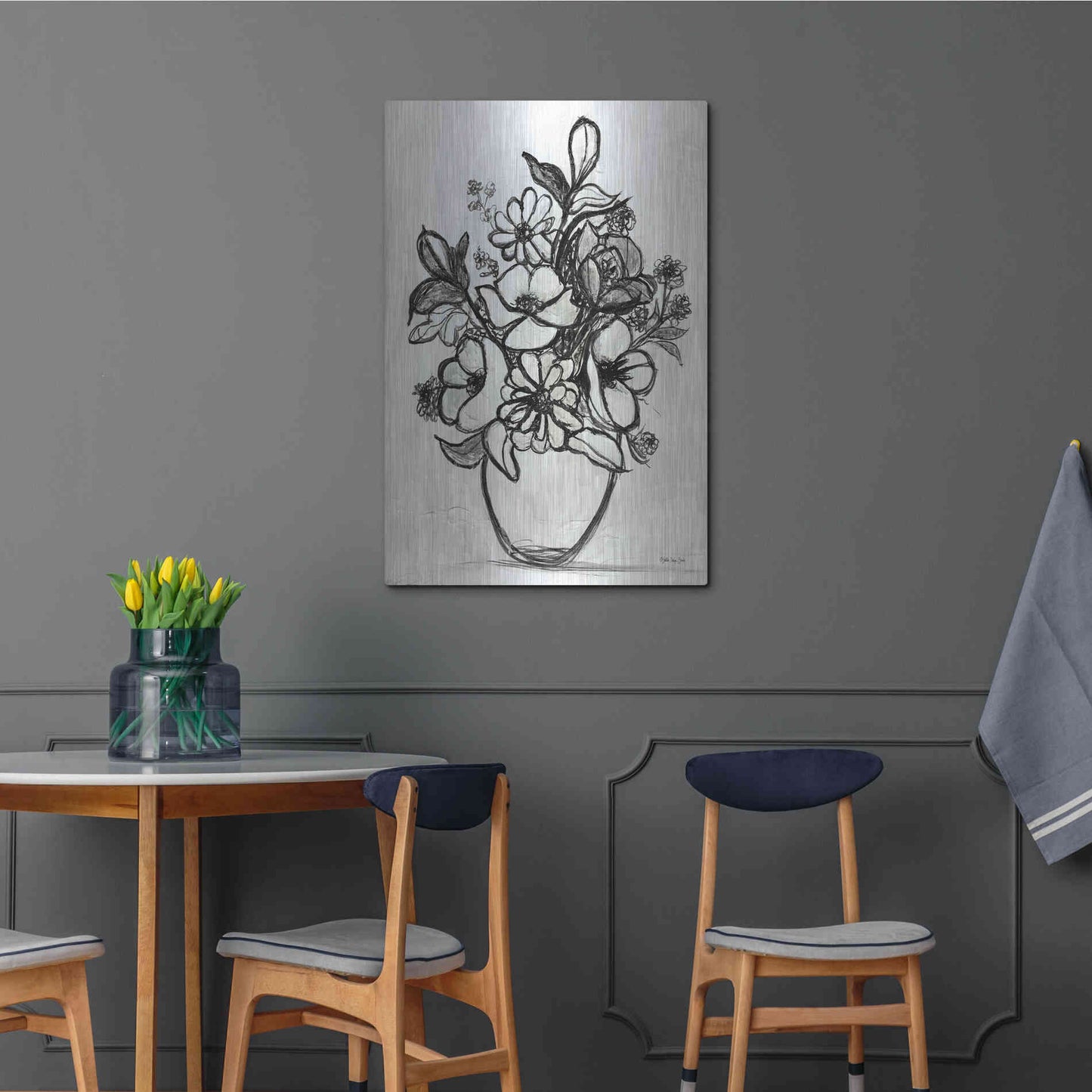 Luxe Metal Art 'Arrangement in Ink' by Stellar Design Studio, Metal Wall Art,24x36