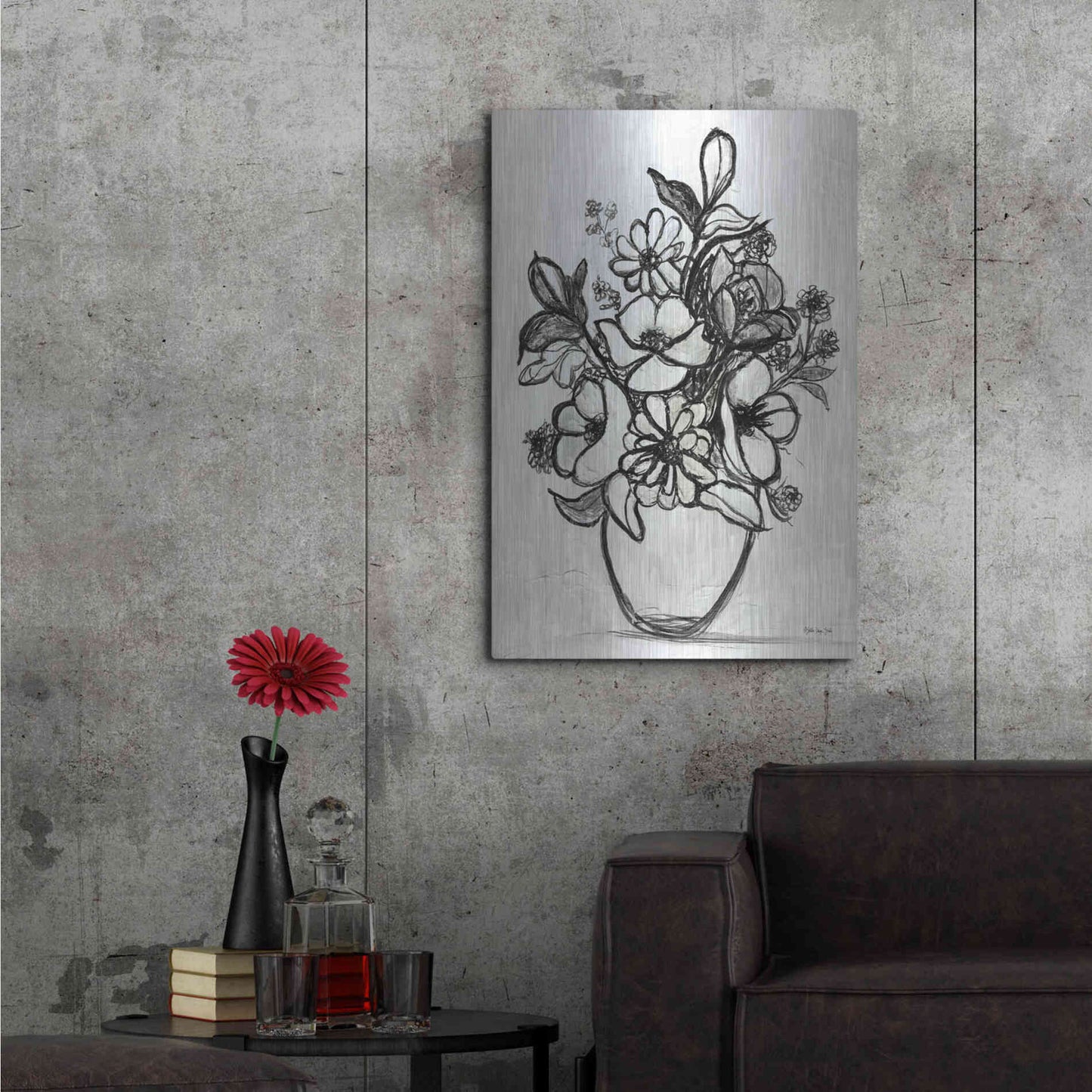 Luxe Metal Art 'Arrangement in Ink' by Stellar Design Studio, Metal Wall Art,24x36