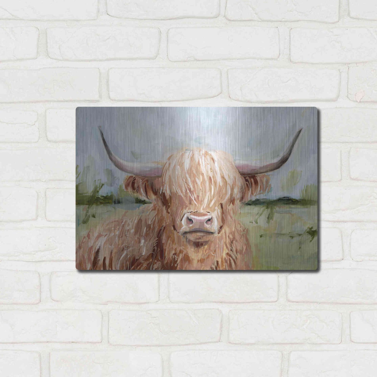 Luxe Metal Art 'Highland Grazer II' by Victoria Borges Metal Wall Art,16x12