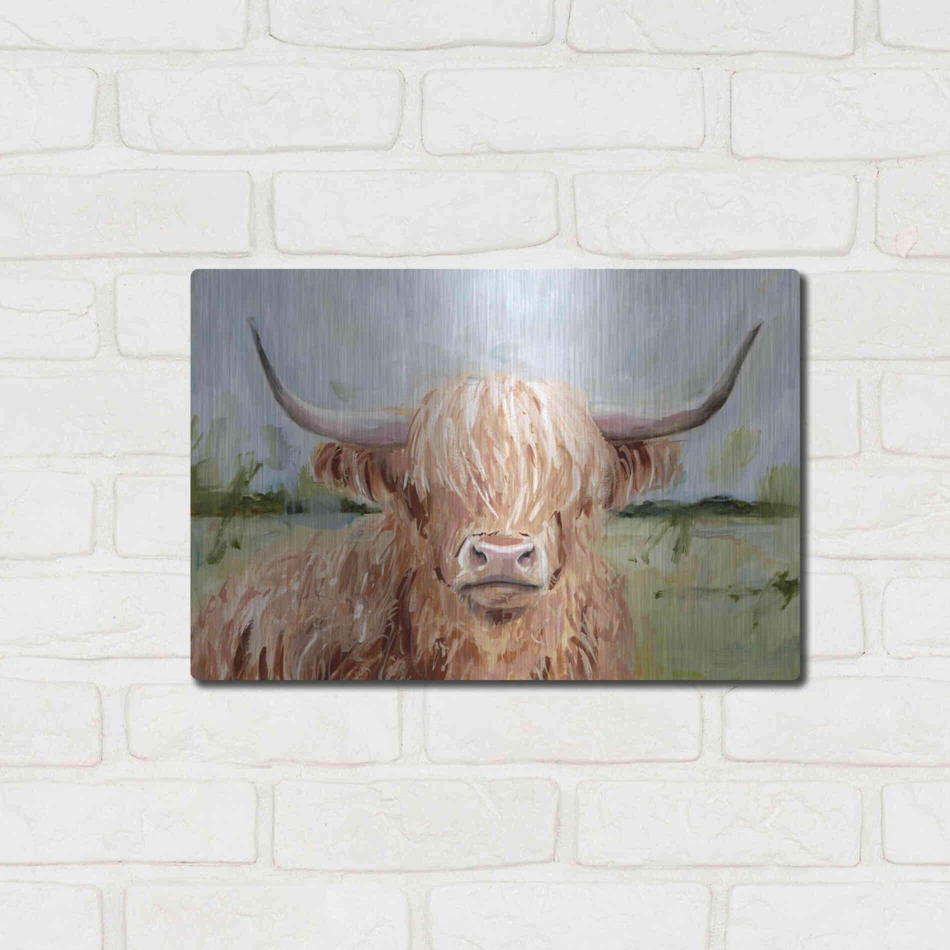 Luxe Metal Art 'Highland Grazer II' by Victoria Borges Metal Wall Art,16x12