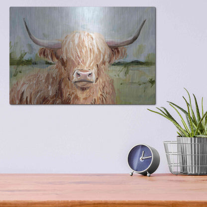 Luxe Metal Art 'Highland Grazer II' by Victoria Borges Metal Wall Art,16x12