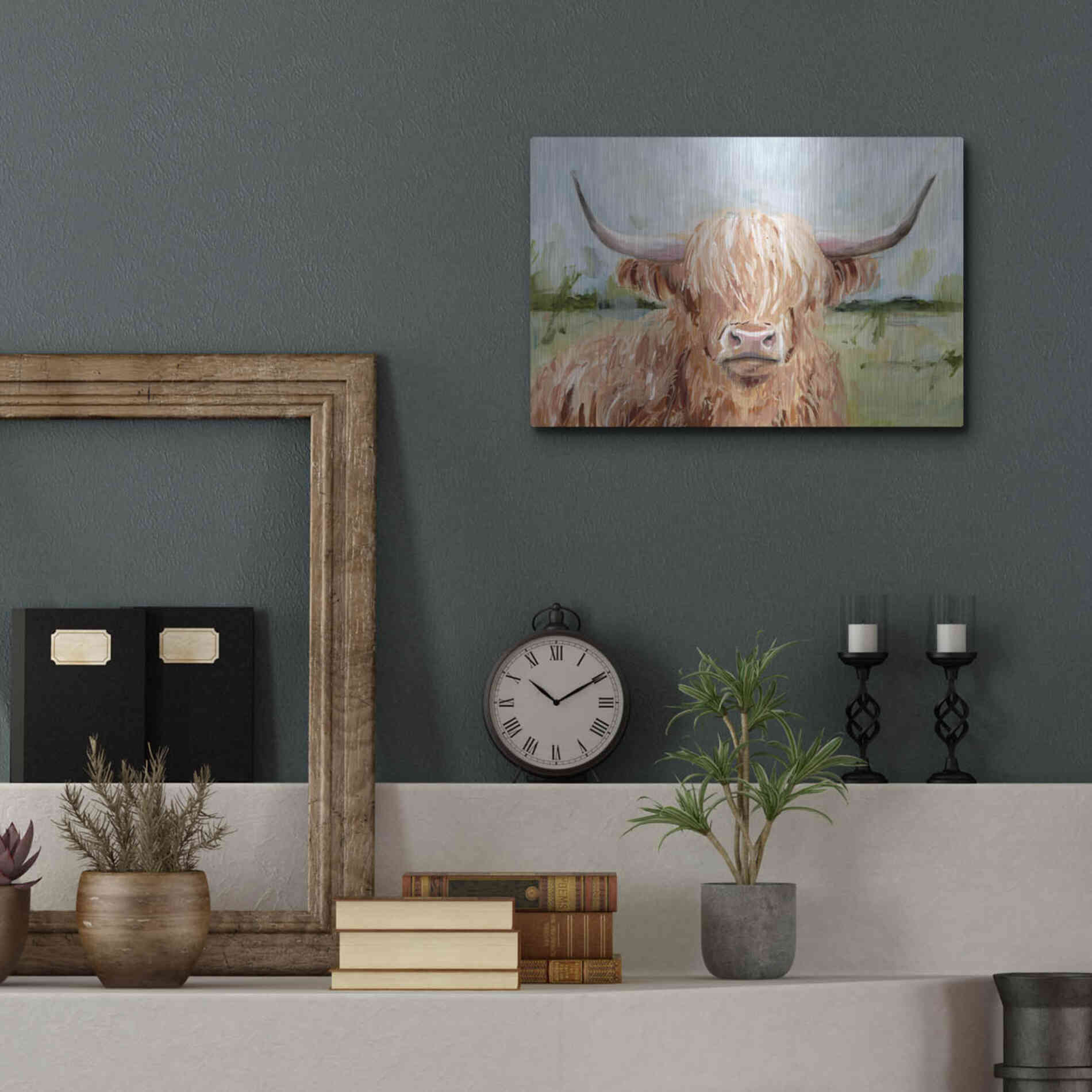 Luxe Metal Art 'Highland Grazer II' by Victoria Borges Metal Wall Art,16x12