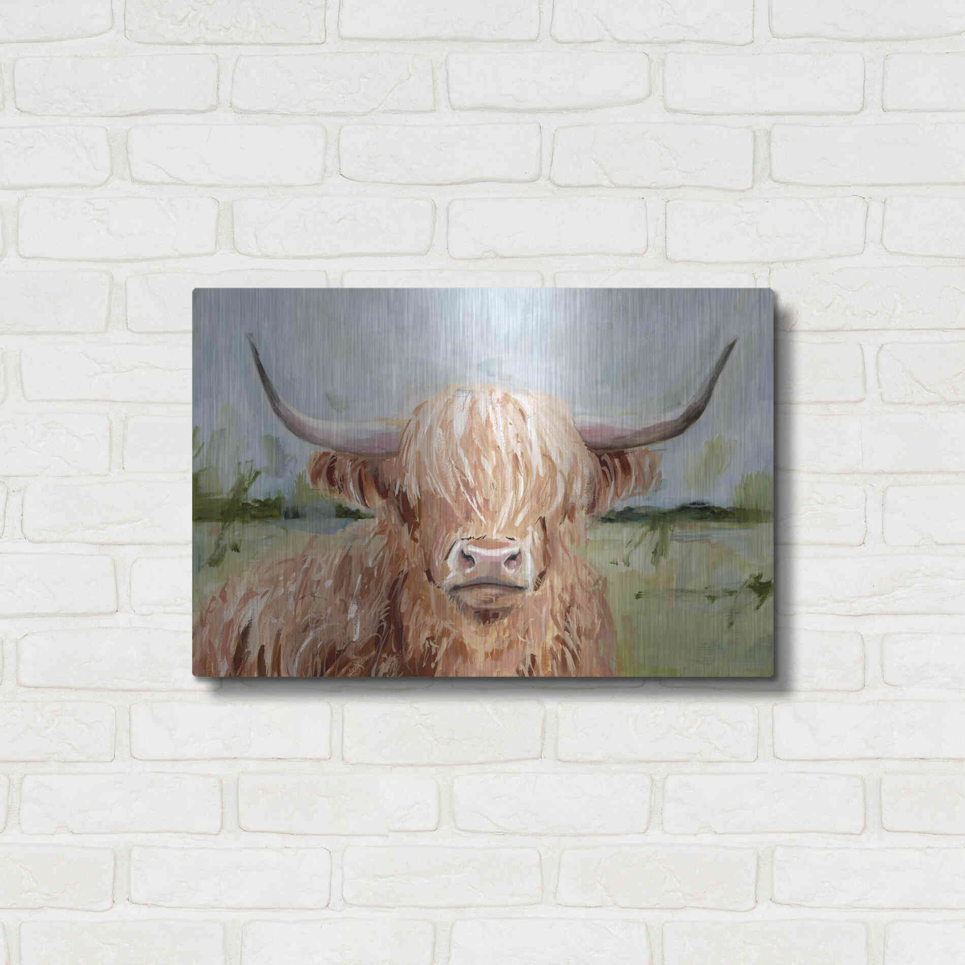 Luxe Metal Art 'Highland Grazer II' by Victoria Borges Metal Wall Art,24x16