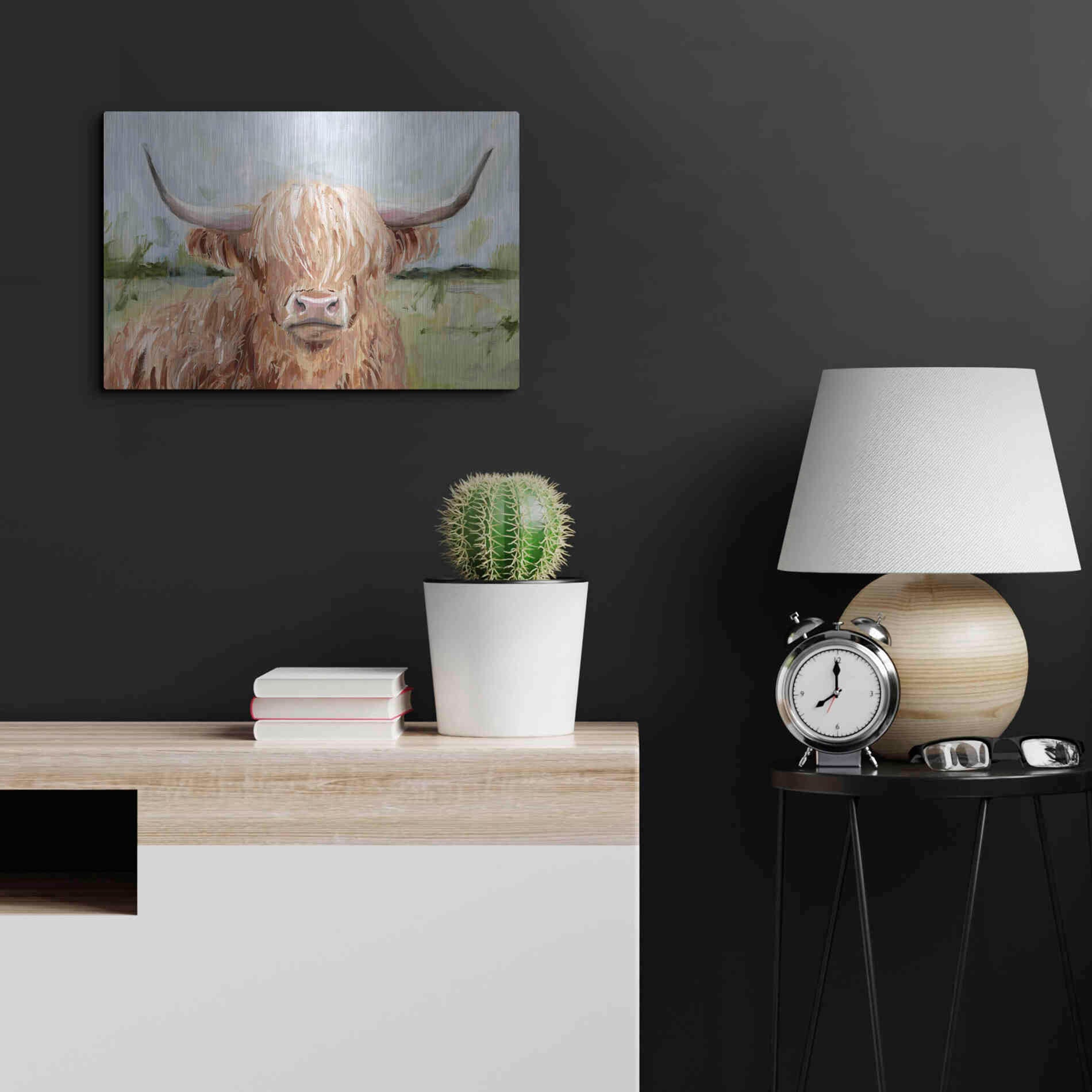 Luxe Metal Art 'Highland Grazer II' by Victoria Borges Metal Wall Art,24x16