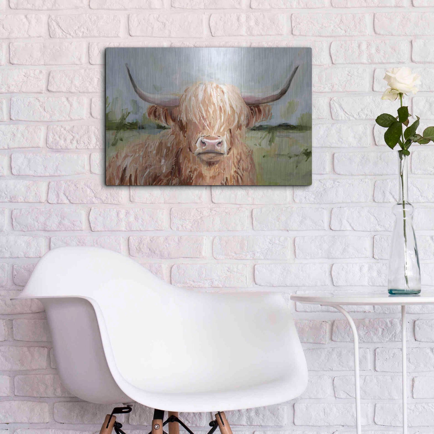 Luxe Metal Art 'Highland Grazer II' by Victoria Borges Metal Wall Art,24x16