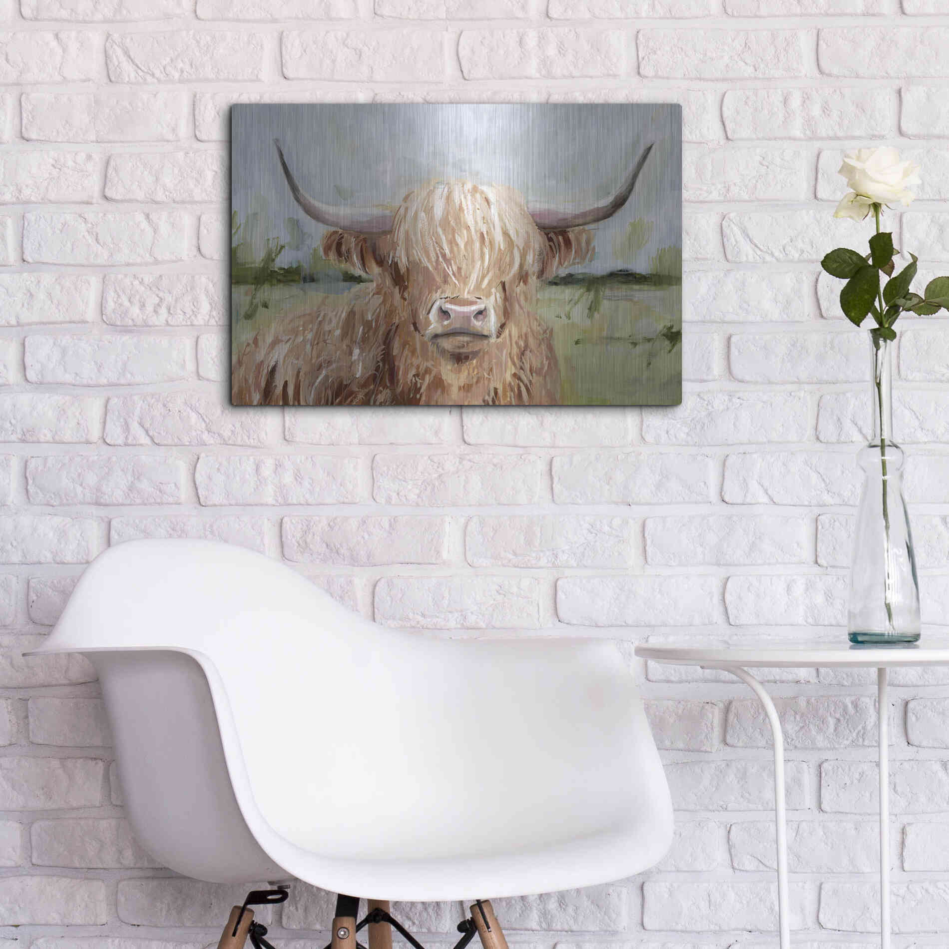 Luxe Metal Art 'Highland Grazer II' by Victoria Borges Metal Wall Art,24x16