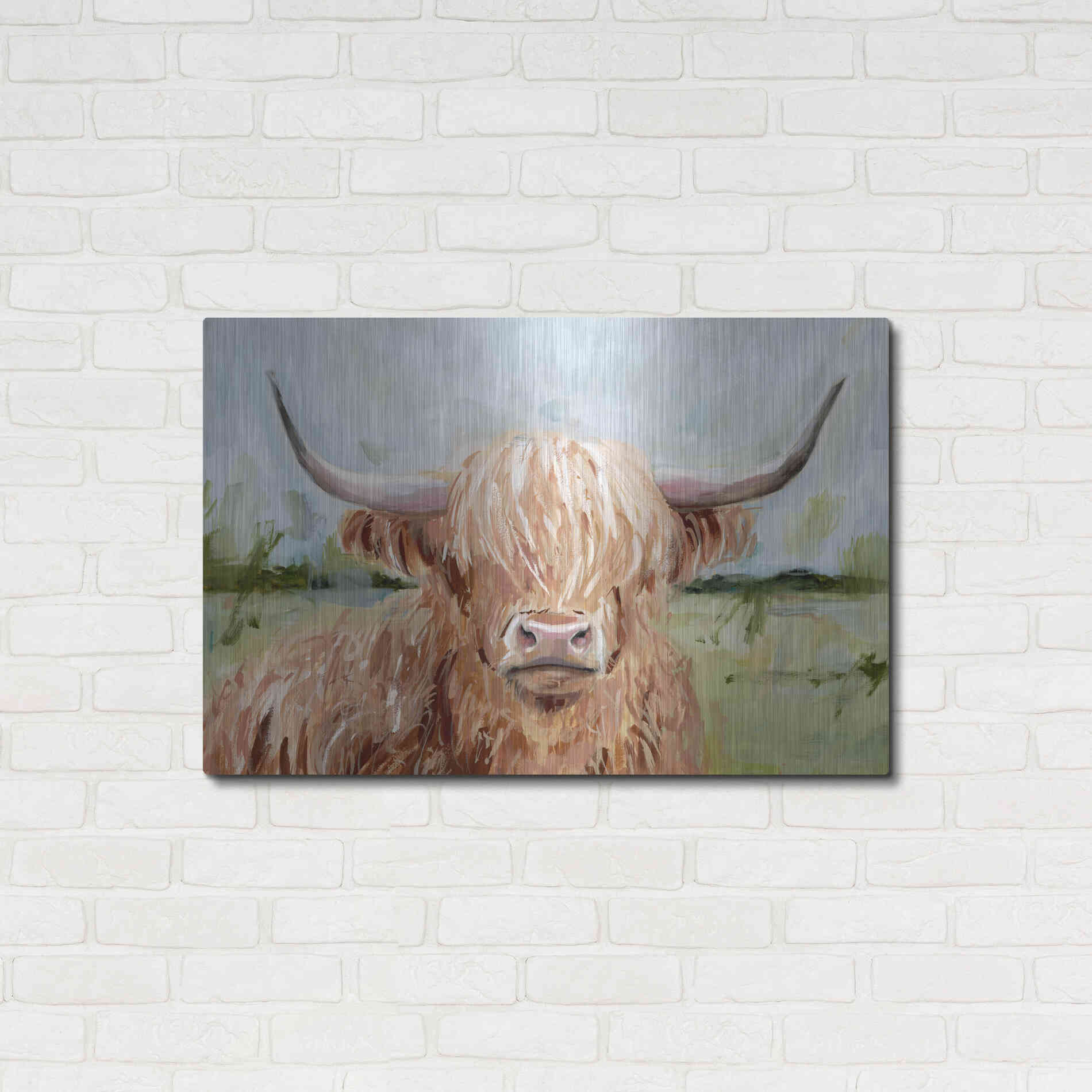 Luxe Metal Art 'Highland Grazer II' by Victoria Borges Metal Wall Art,36x24