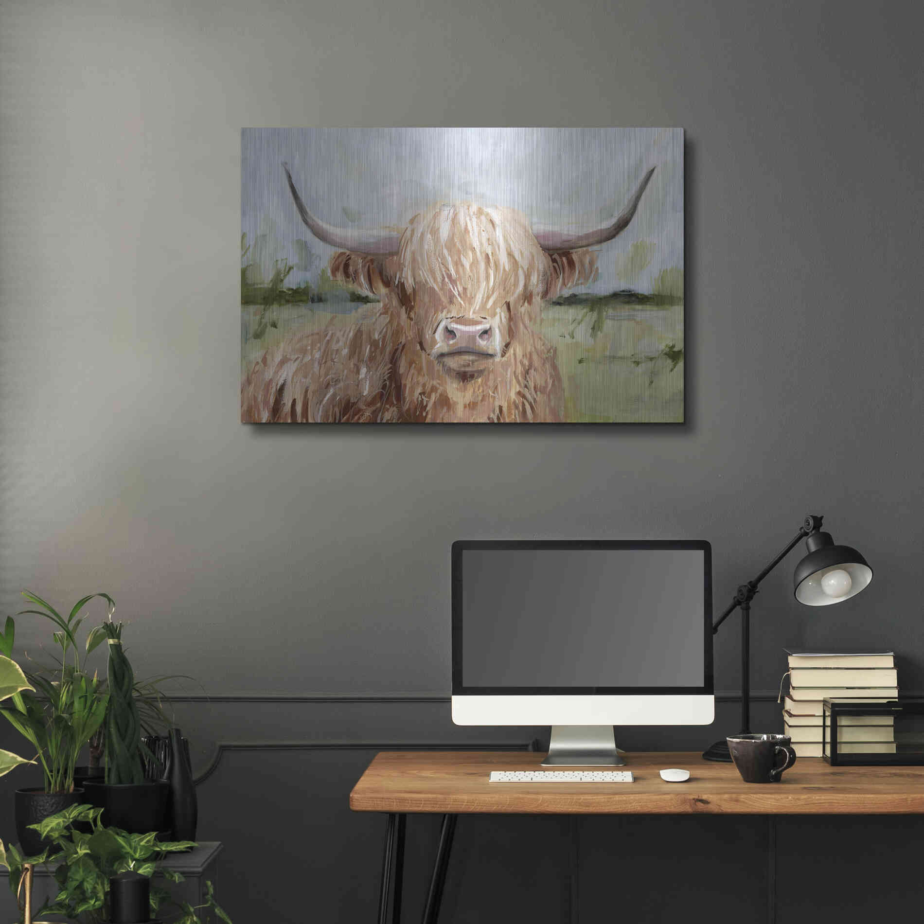 Luxe Metal Art 'Highland Grazer II' by Victoria Borges Metal Wall Art,36x24