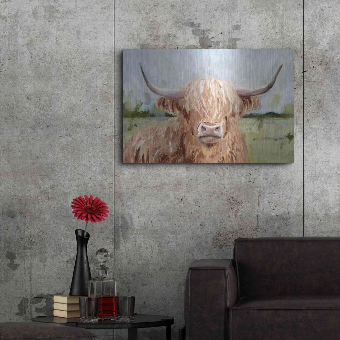 Luxe Metal Art 'Highland Grazer II' by Victoria Borges Metal Wall Art,36x24
